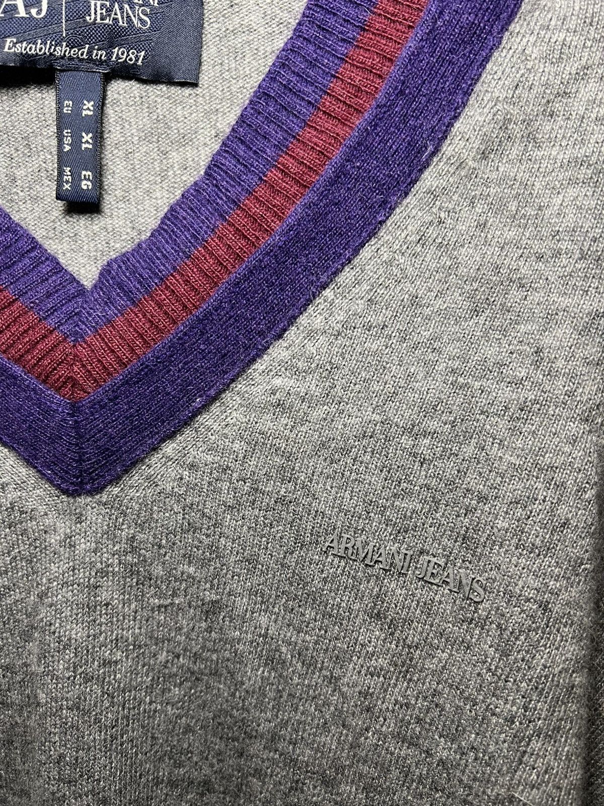 Armani Vintage Armani Jeans wool cashmere v-neck longsleeve sweater Size US XL / EU 56 / 4 - 9 Thumbnail
