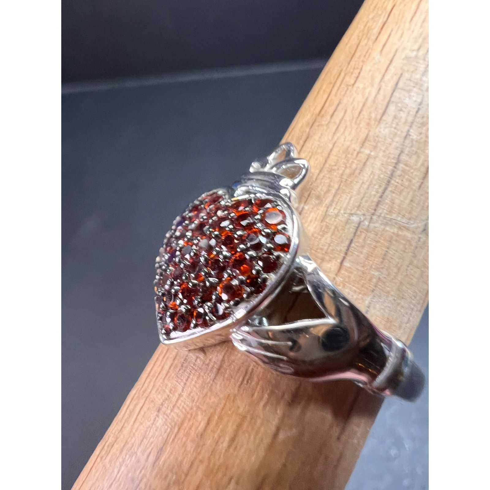 Other NEW Garnet claddagh ring in sterling silver size 7 Size ONE SIZE - 7 Thumbnail
