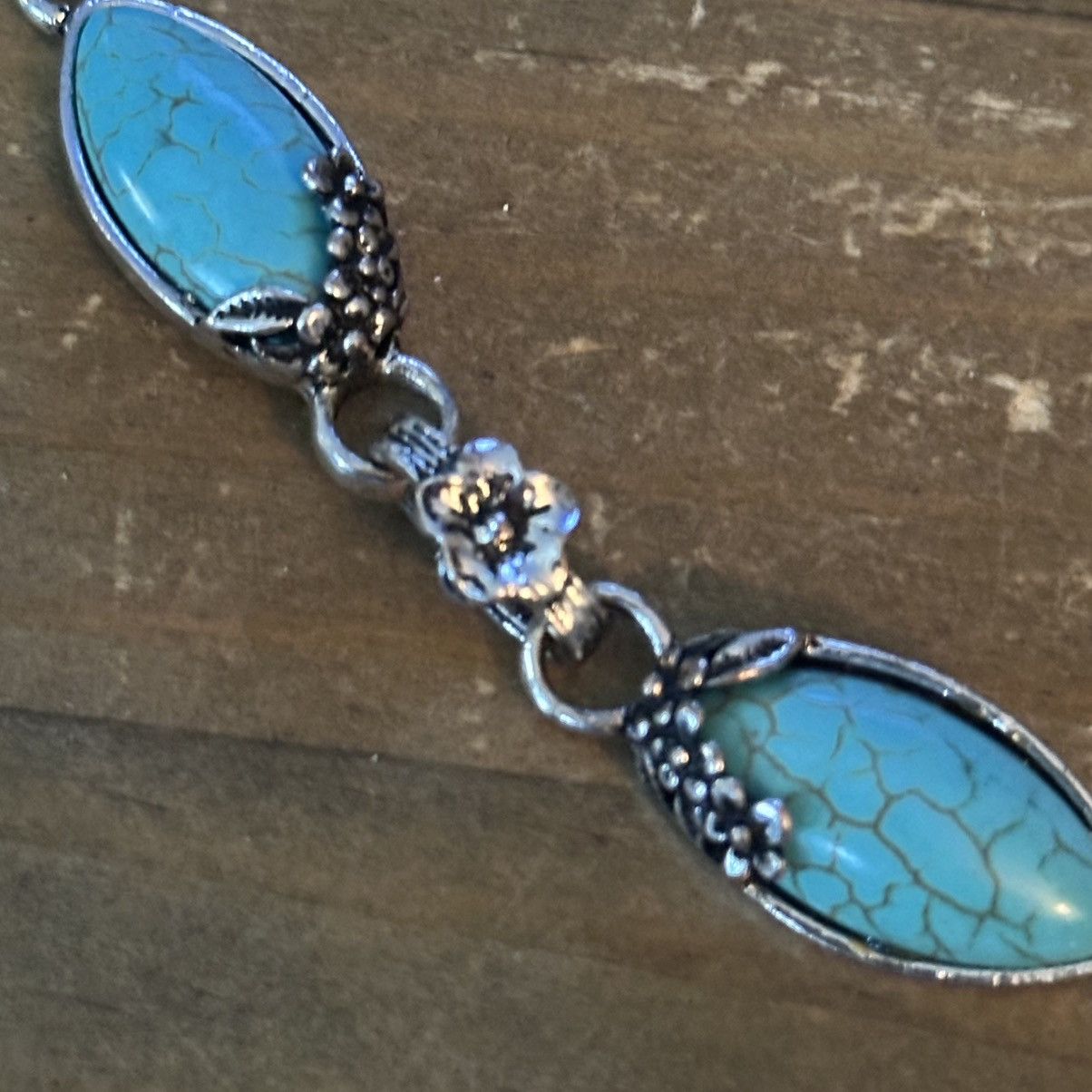 Other Silver tone turquoise and flowers link necklace Size ONE SIZE - 3 Thumbnail