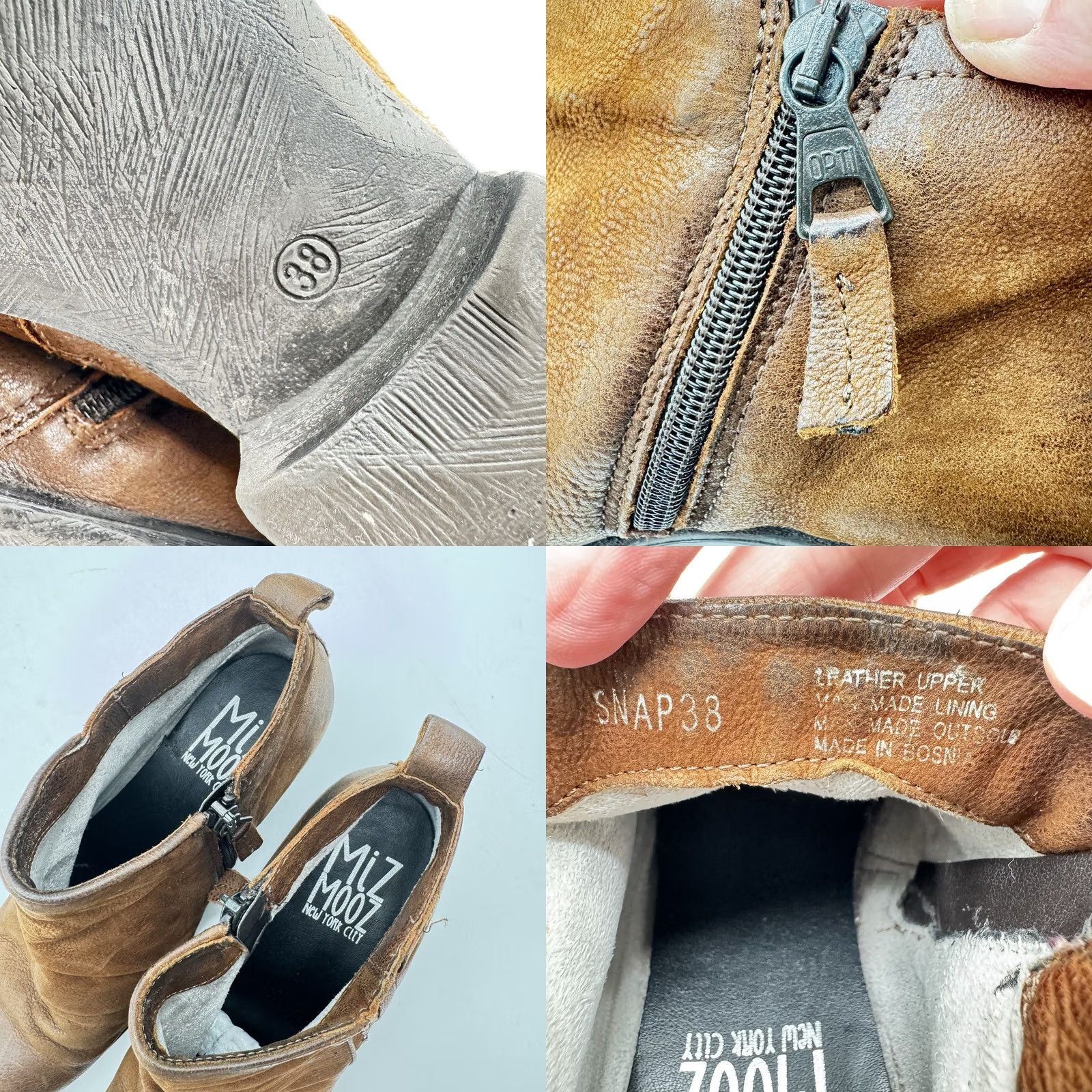 Vintage Miz Mooz Booties Leather Studded Booties Snap - Hazelnut Brown - EU 38 / US 7.5 - 8 - Women - Bootie Size US 8 / IT 38 - 8 Thumbnail