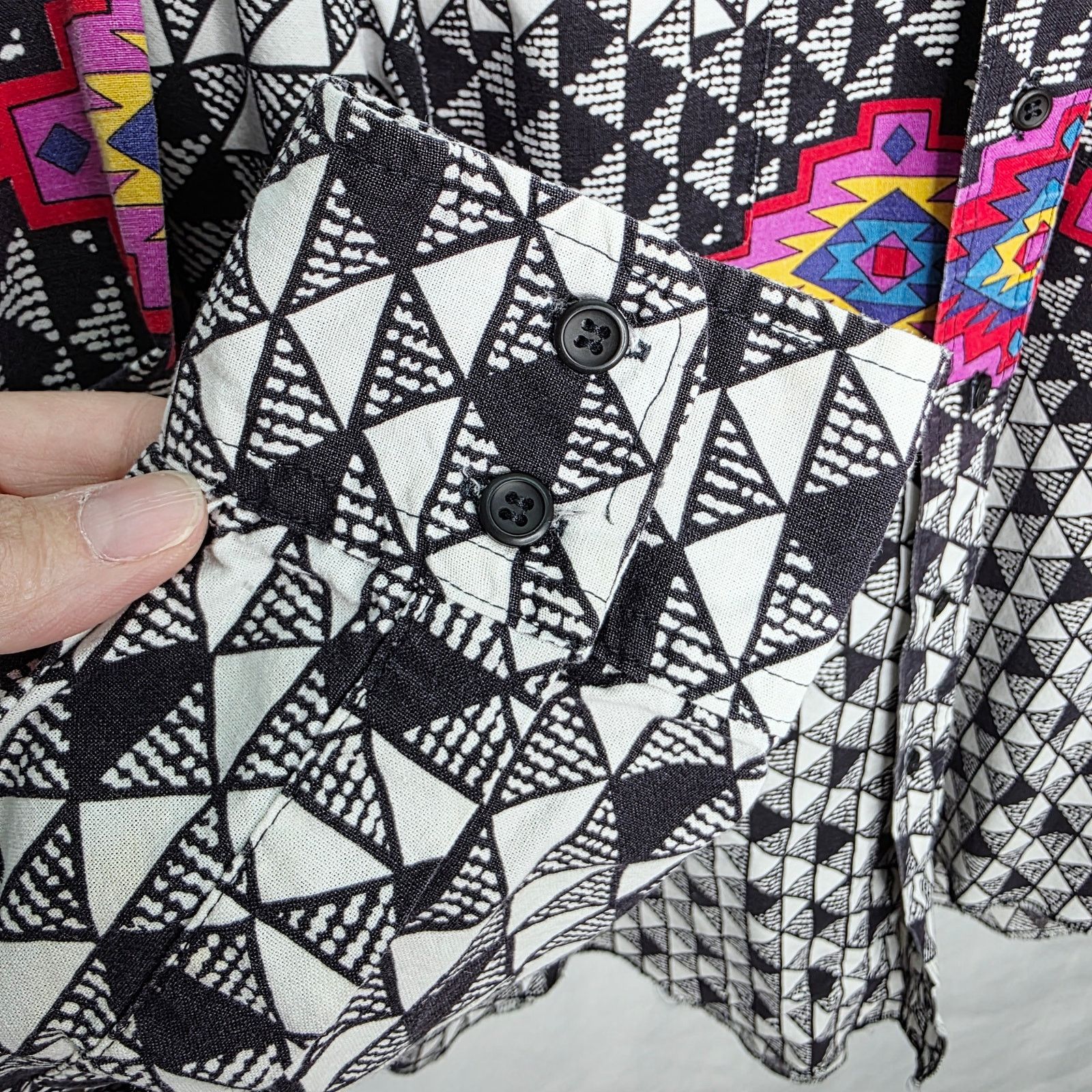 Wrangler Vintage Wrangler Cowboy Cut Black & White Aztec Shirt Size US M / EU 48-50 / 2 - 4 Thumbnail