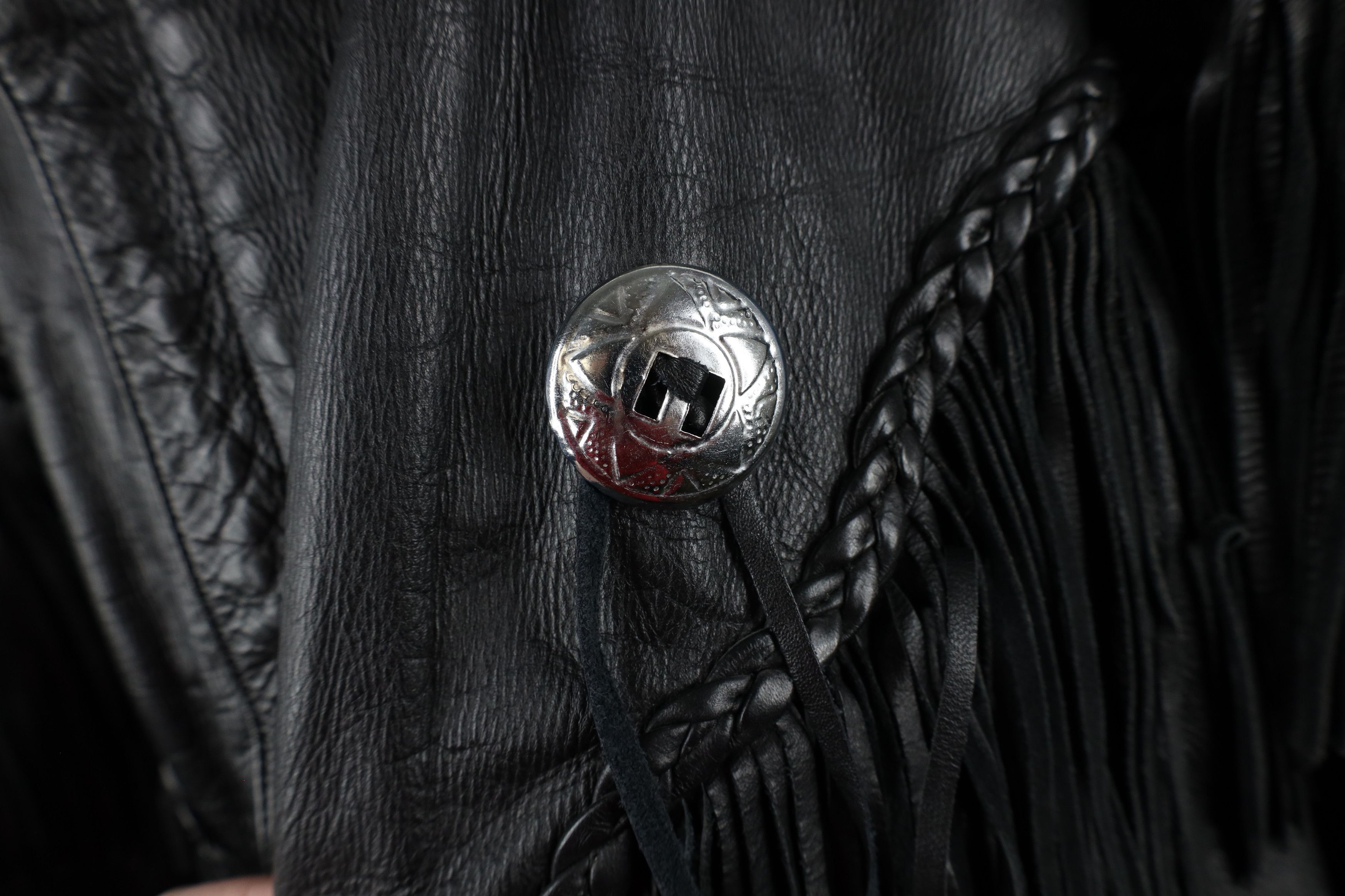 Vintage Vintage 90s Streetwear Leather Fringed Motorcycle Jacket Size US XXL / EU 58 / 5 - 5 Thumbnail