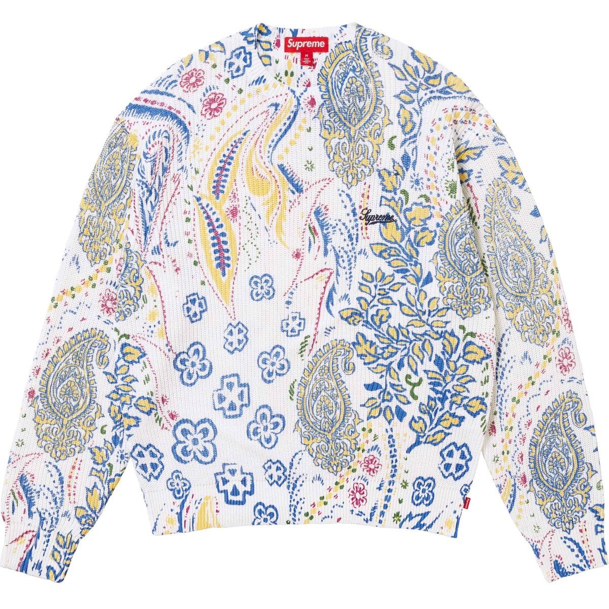 Image of Supreme Printed Paisley Sweater in White, Men's (Size XL)