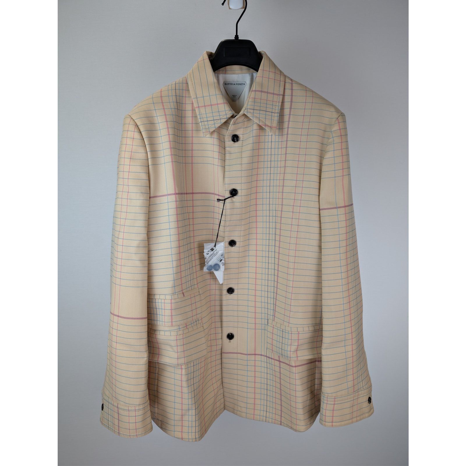 Bottega Veneta o1rshd1 Notebook Wool Twill Jacket in Beige / Pink / Blue 52 Size US L / EU 52-54 / 3 - 2 Thumbnail