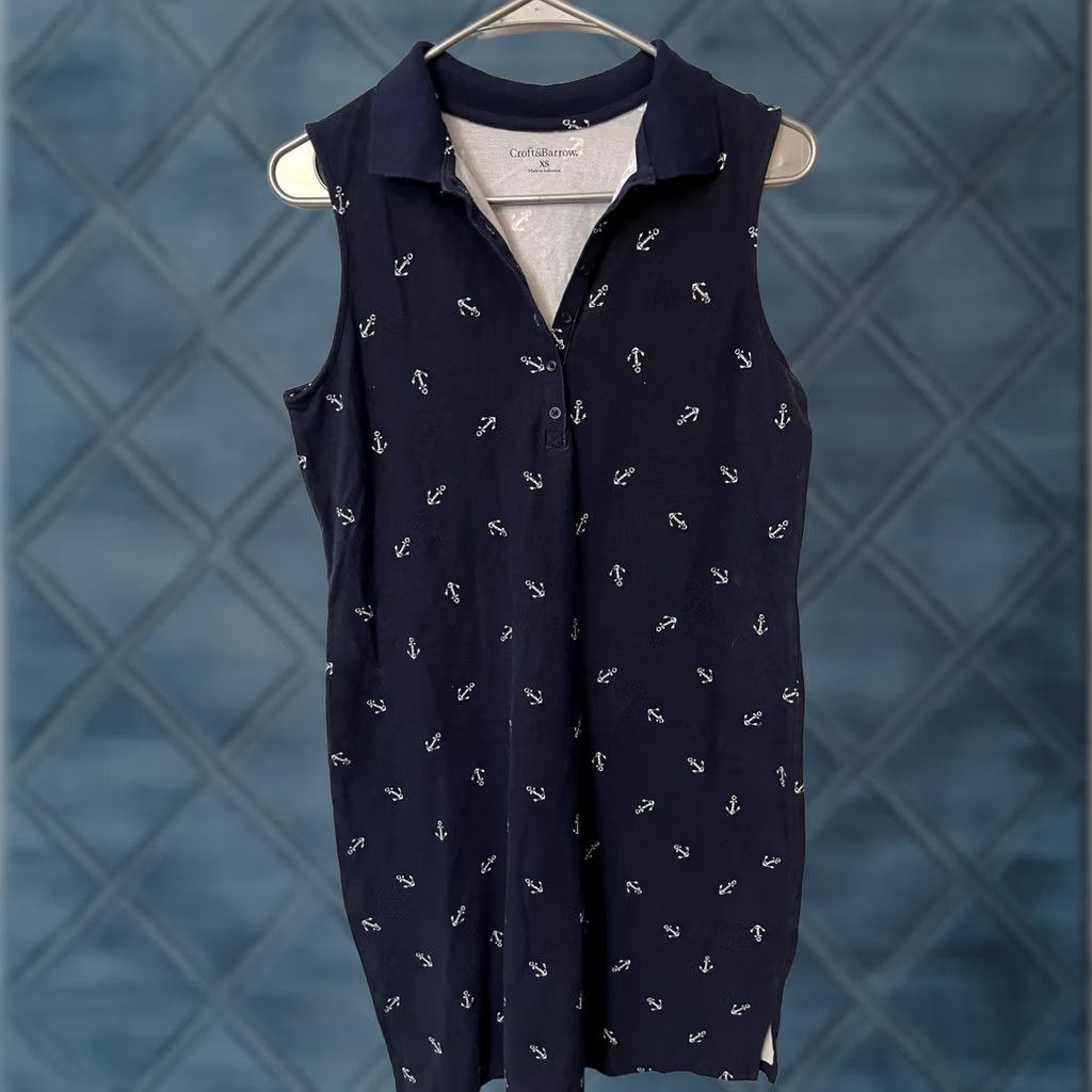 Croft & Barrow Croft & Barrow Shirt Dress Women’s XS Navy Blue Anchors Cotton Casual Polo Size XS / US 0-2 / IT 36-38 - 1 Thumbnail