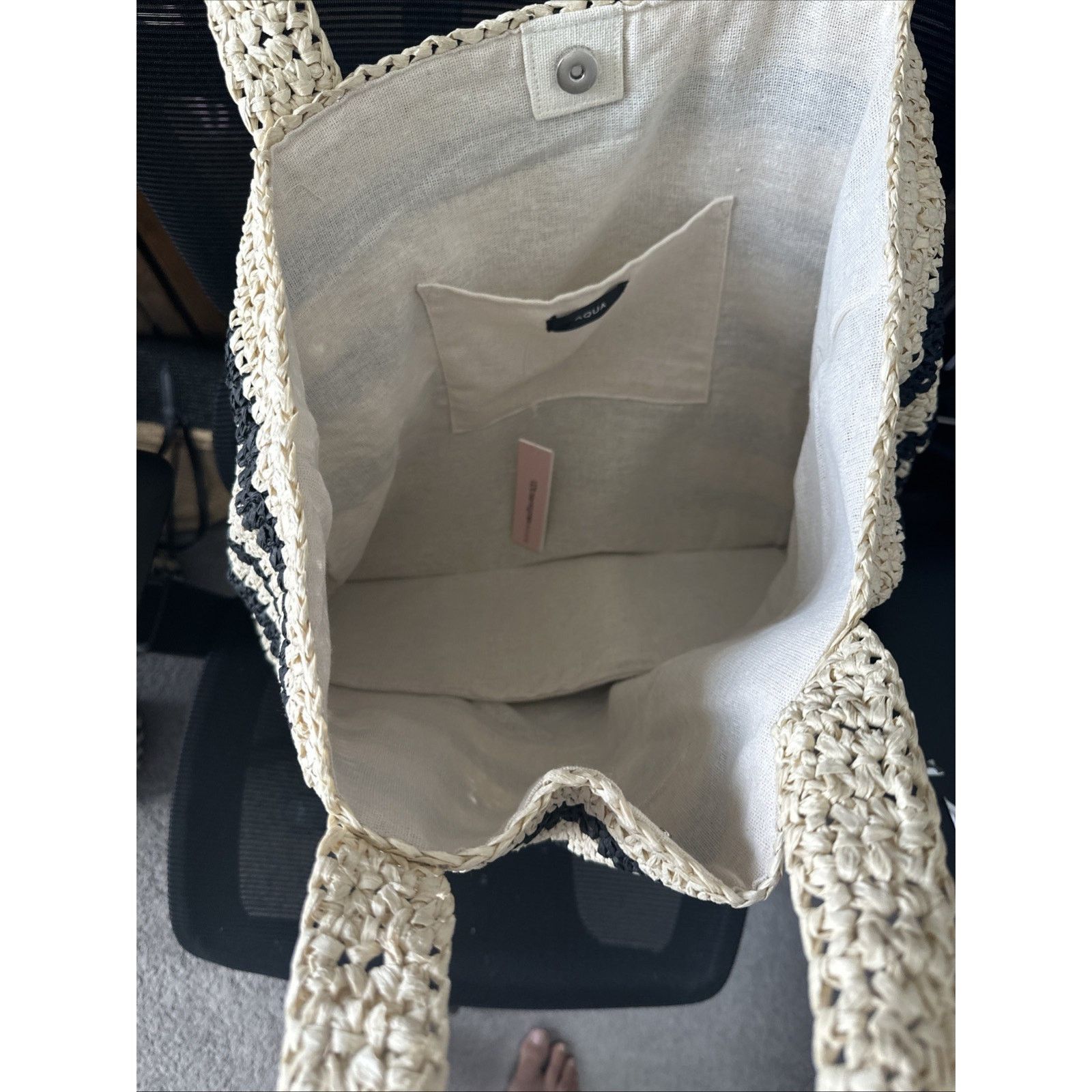 Bloomingdale's Aqua Traveler Toyo Straw Tote Bag - NWT New $148 Retail Size ONE SIZE - 8 Thumbnail