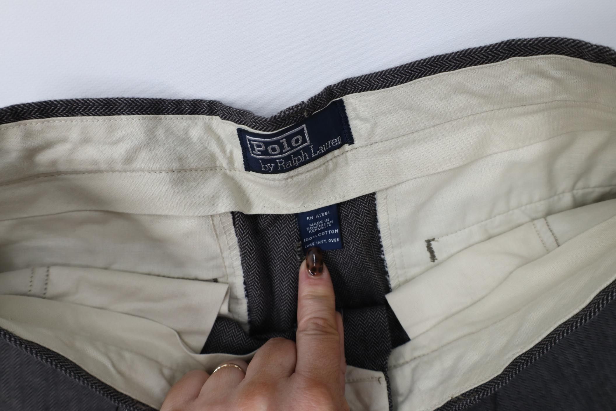 Polo Ralph Lauren Vintage 90s Ralph Lauren Herringbone Wide Leg Chino Pants Size US 32 / EU 48 - 7 Thumbnail