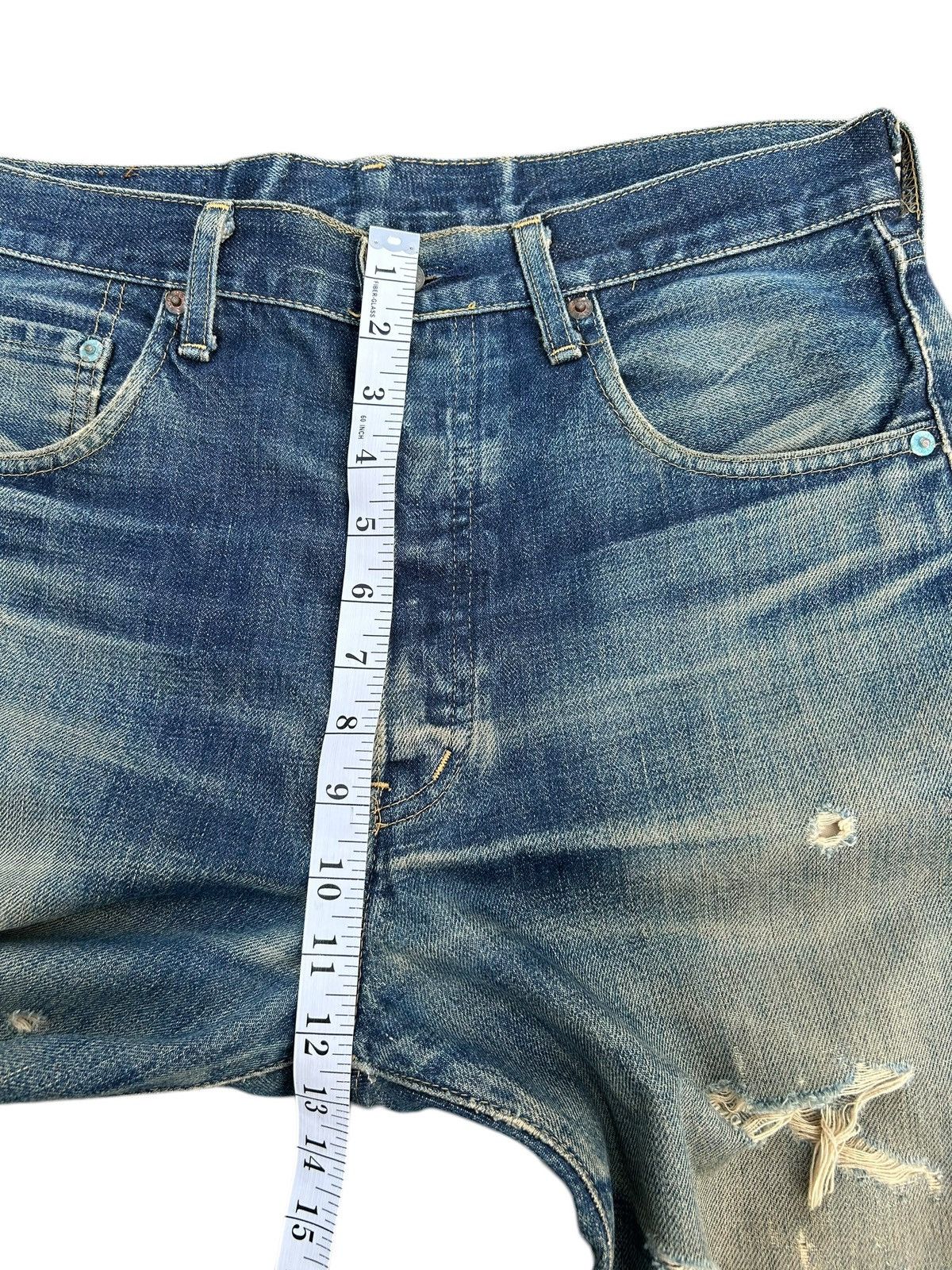 Kapital Thrashed Vintage Levis Big E Selvedge Denim Jeans Size US 33 - 21 Thumbnail