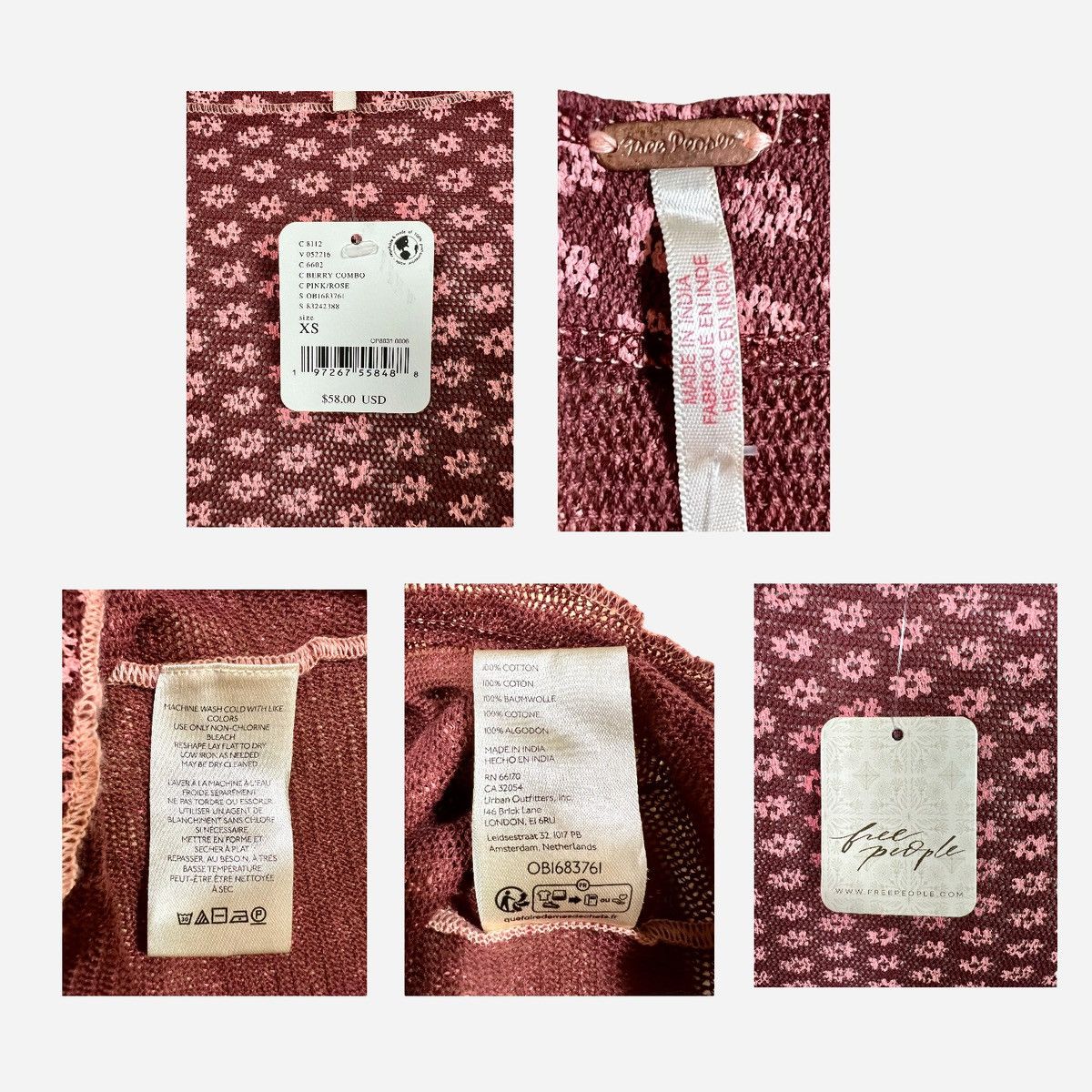 Free People Free People Garner Knit Womens Top Blouse Pattern Sz XS Size XS / US 0-2 / IT 36-38 - 13 Thumbnail