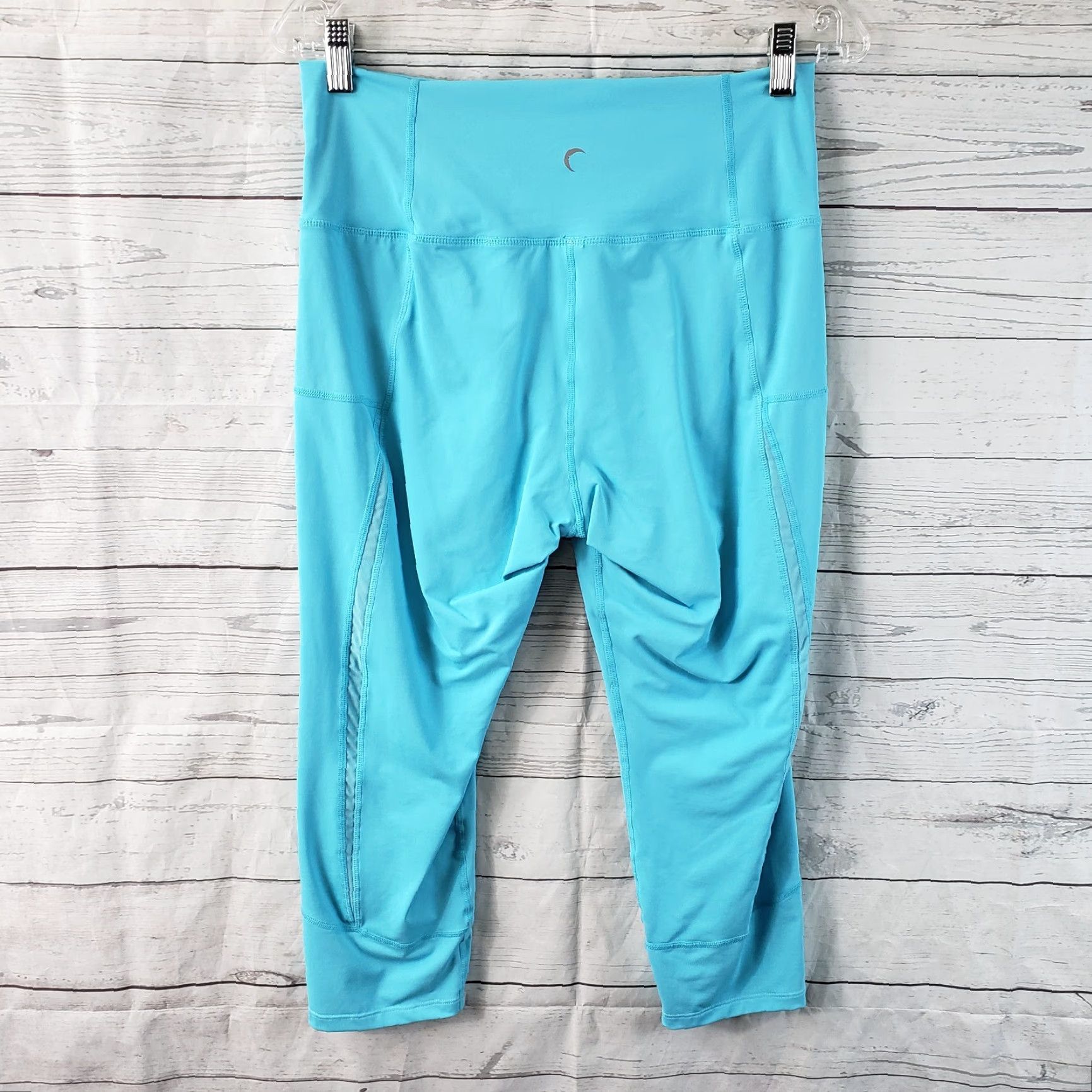 Vintage Zyia Womens Cropped Leggings Sz 8-10 Solid Blue High Rise Activewear Legging Womens Size 30" / US 8 / IT 44 - 3 Thumbnail