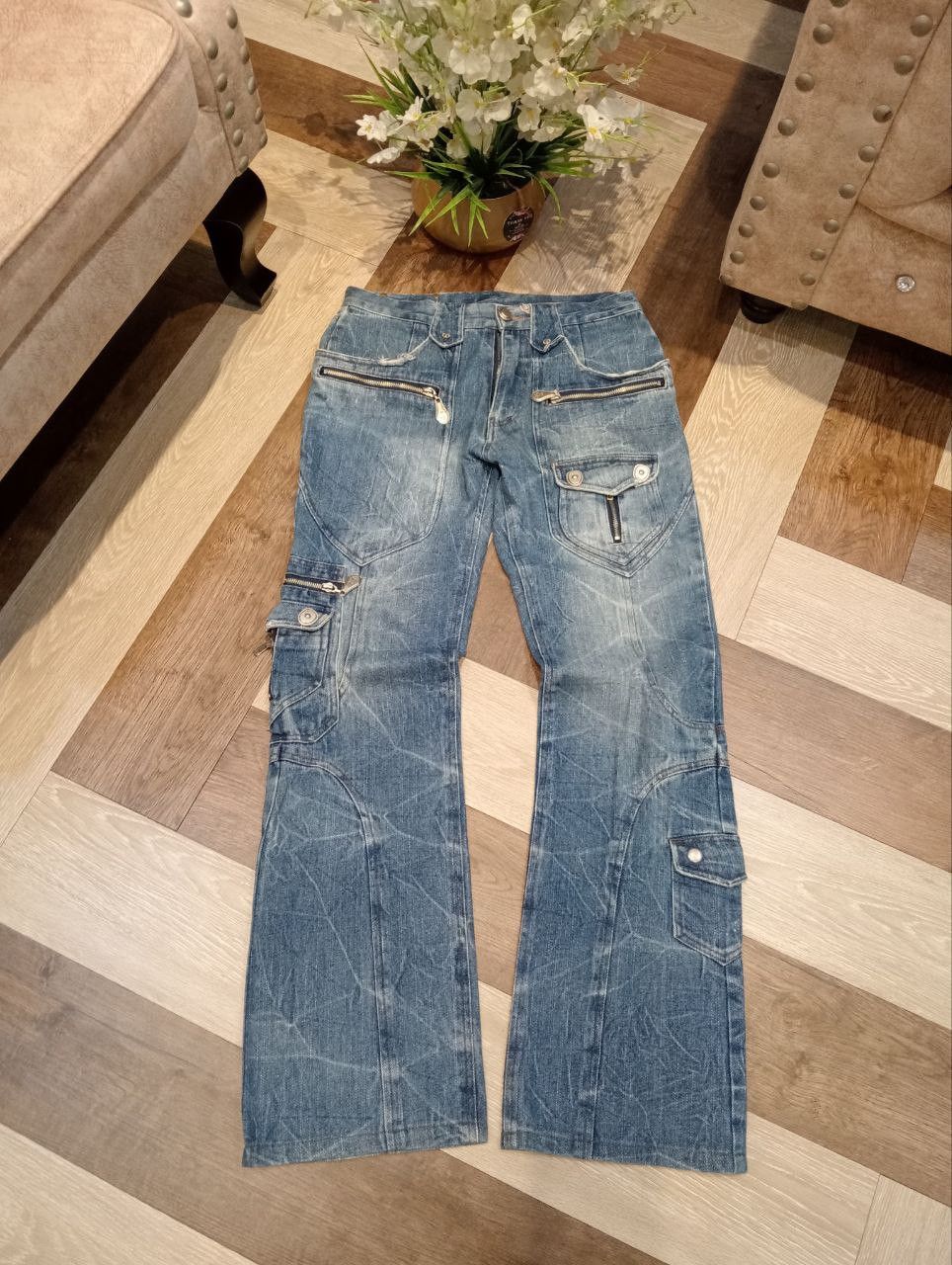 Seditionaries BERNINGS SHO JAPAN MULTIPOCKET FLARED JEANS Size US 30 / EU 46 - 1 Thumbnail