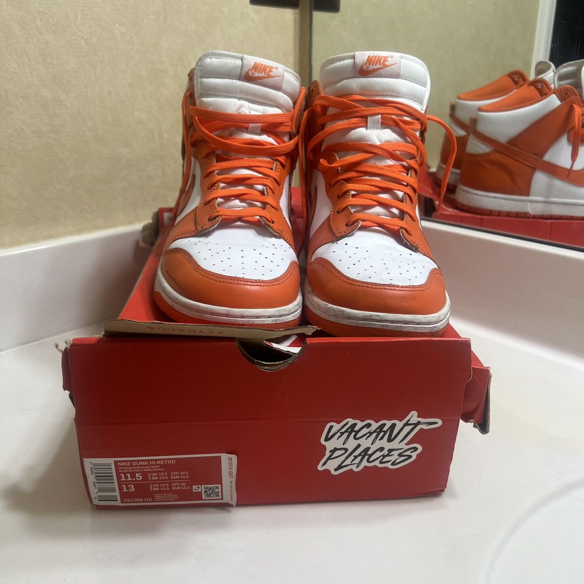 Nike 2021 Orange Syracuse Dunk Retro Hightop Size US 11.5 / EU 44-45 - 2 Thumbnail