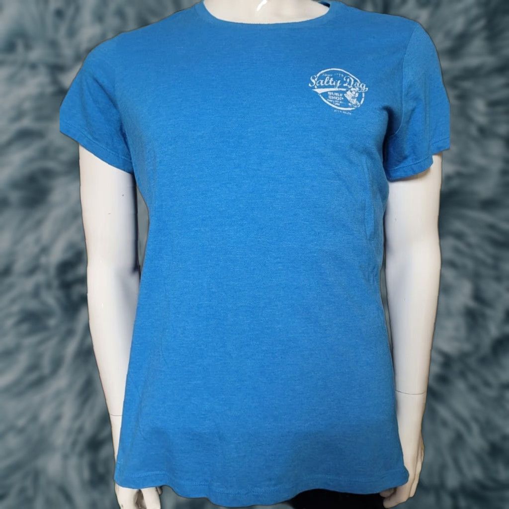 Vintage Womens T-Shirt XL Salty Dog Surf Shop Panama City FL Blue Beach Dog Florida Surfing Size XL / US 12-14 / IT 48-50 - 1 Thumbnail