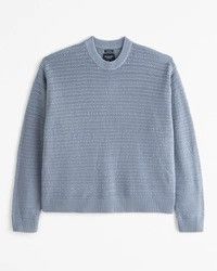 Abercrombie & Fitch Oversized Stitchy Crew Sweater / Blue / Small Size US S / EU 44-46 / 1 - 1 Thumbnail