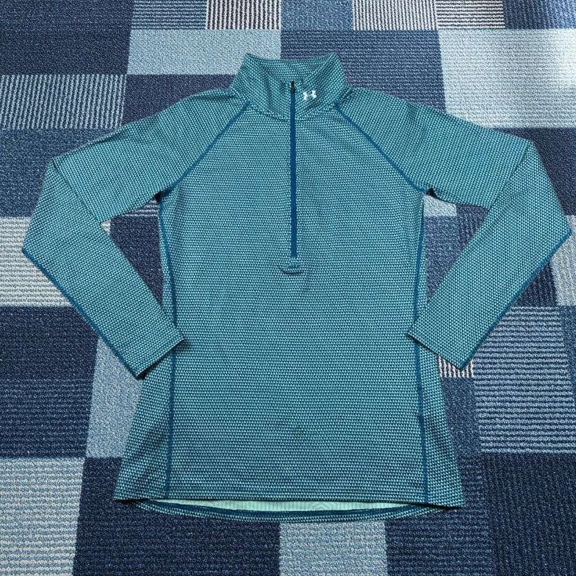 Under Armour Under Armour ColdGear Pullover Womens M Blue Geometric Stretch Fitted Half Zip Size M / US 6-8 / IT 42-44 - 1 Thumbnail