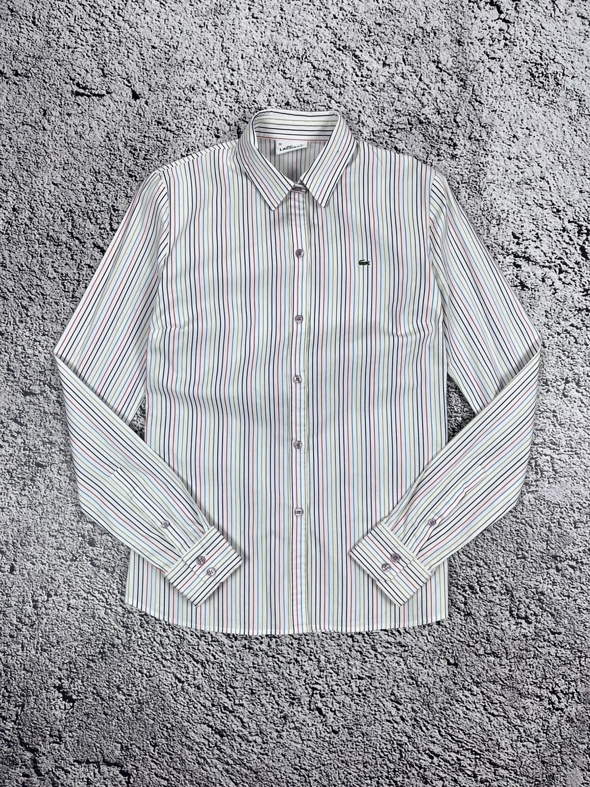 Lacoste Vintage Lacoste Embroidered Stripes Button Ups Shirt 36 Size XS / US 0-2 / IT 36-38 - 1 Thumbnail