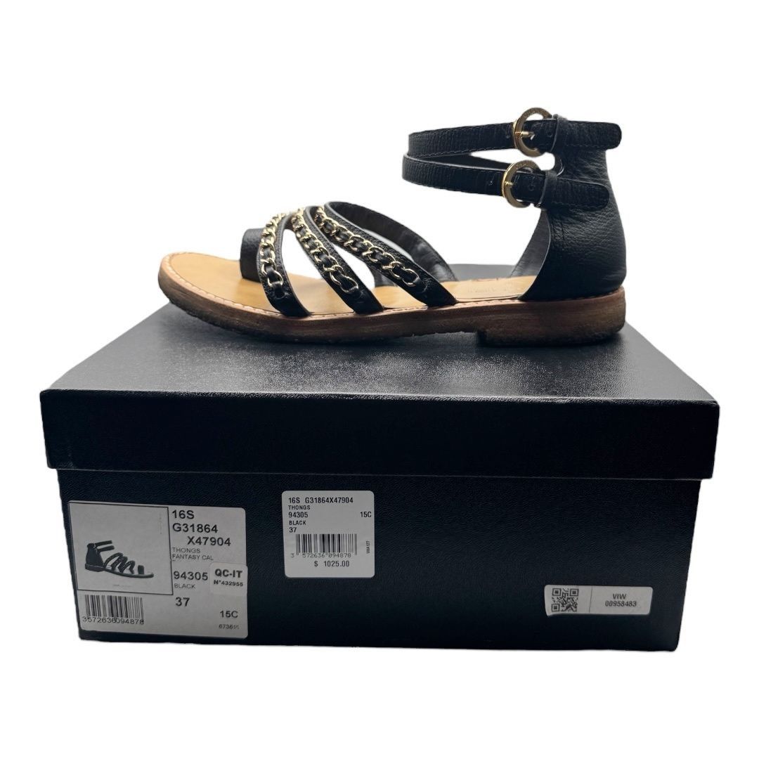 Chanel Chanel SS2016 Sandals Black Leather Chain EU37C Size US 7 / IT 37 - 7 Thumbnail