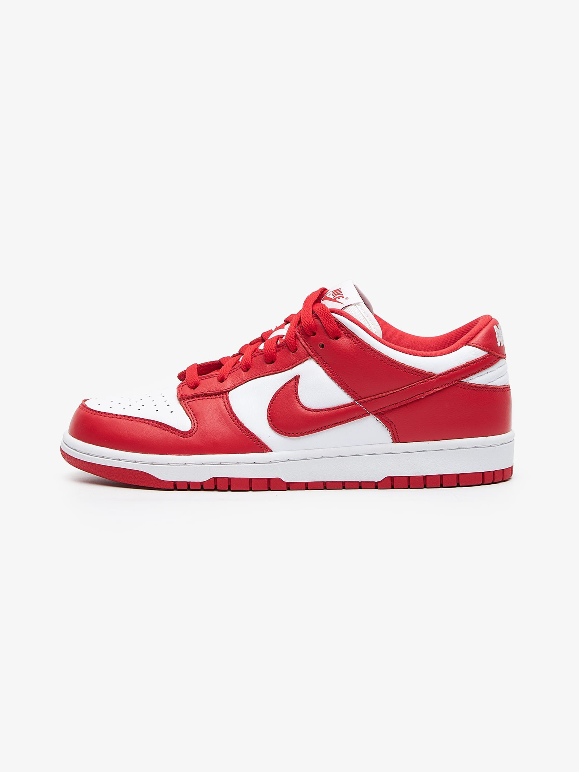 Nike Dunk Low White University Red Leather Sneakers | Grailed