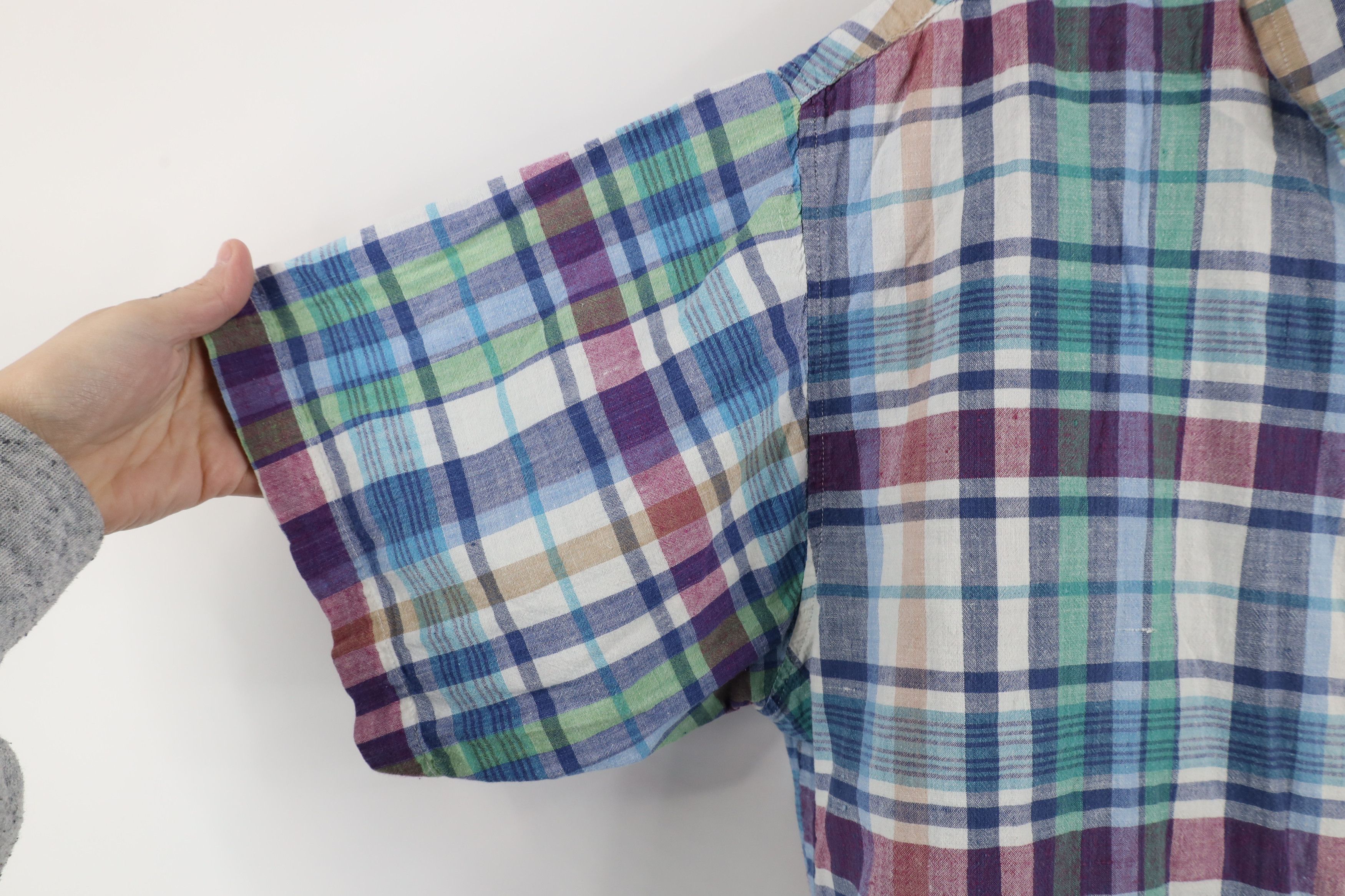 Vintage Vintage 90s Streetwear Needle Madras Plaid Button Down Shirt Size US XXL / EU 58 / 5 - 7 Thumbnail