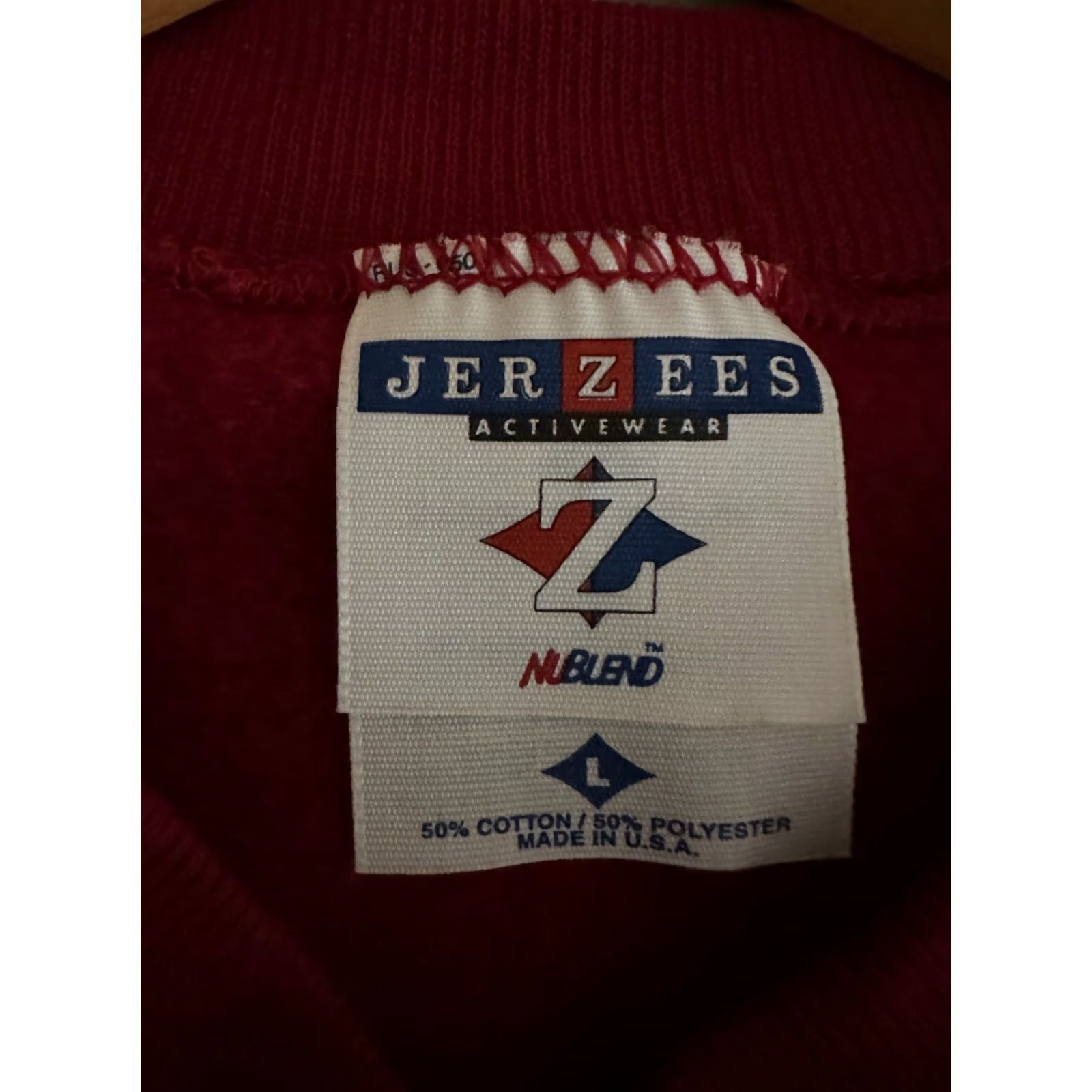Jerzees VINTAGE JERZEES Nu-Blend Sweatshirt Mens Size L Red Crew Neck Long Sleeve Cotton Blend Size US L / EU 52-54 / 3 - 3 Thumbnail