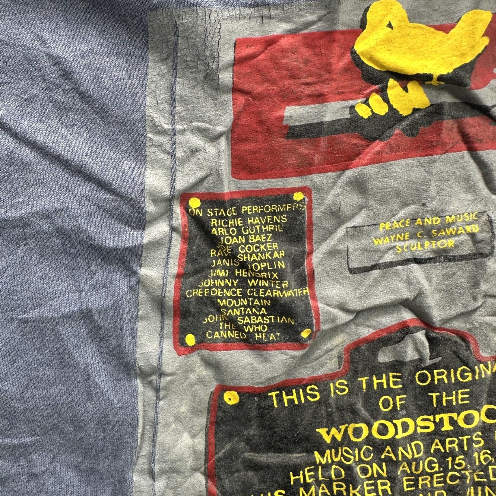 Fruit Of The Loom Vintage Woodstock T-Shirt Men's XL Gray 90s Concert Music Festival Bethel NY Graphic Print Size US XL / EU 56 / 4 - 6 Thumbnail