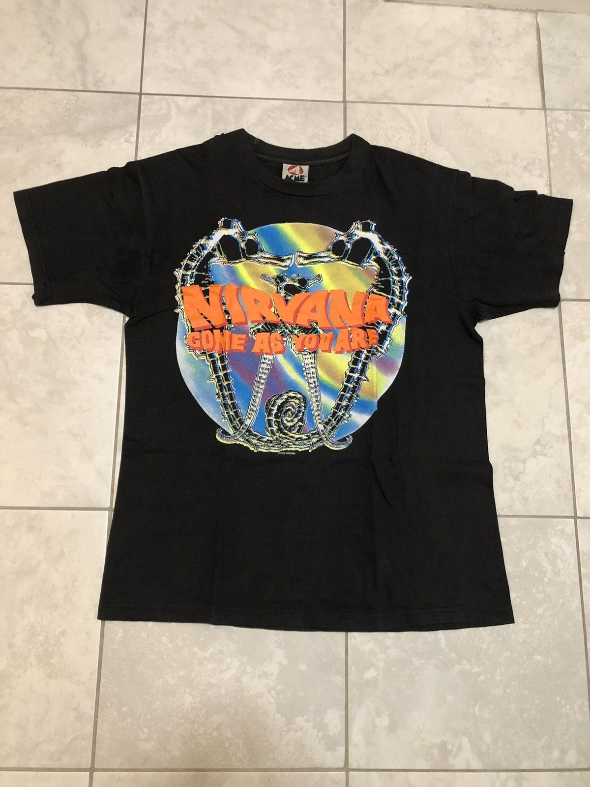 image of Archival Clothing x Band Tees Vintage 1992 Nirvana Come As You Are Kurt Cobain Tee in Black (Size L