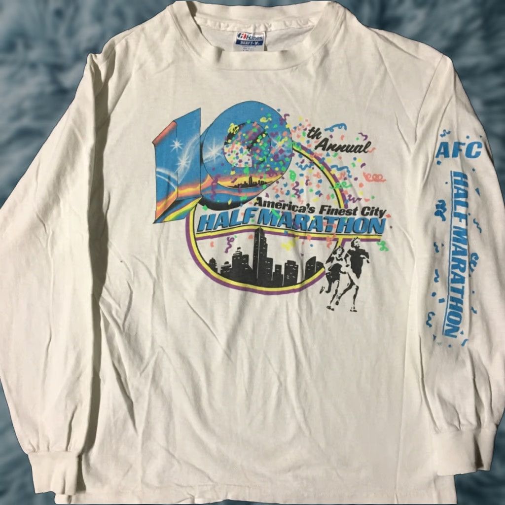 Vintage VINTAGE 80s San Diego Americas Finest City Marathon Shirt M Surf White Long Sleeve T-Shirt Mens USA Surf San Diego 90s Beach Ocean Size US M / EU 48-50 / 2 - 1 Thumbnail