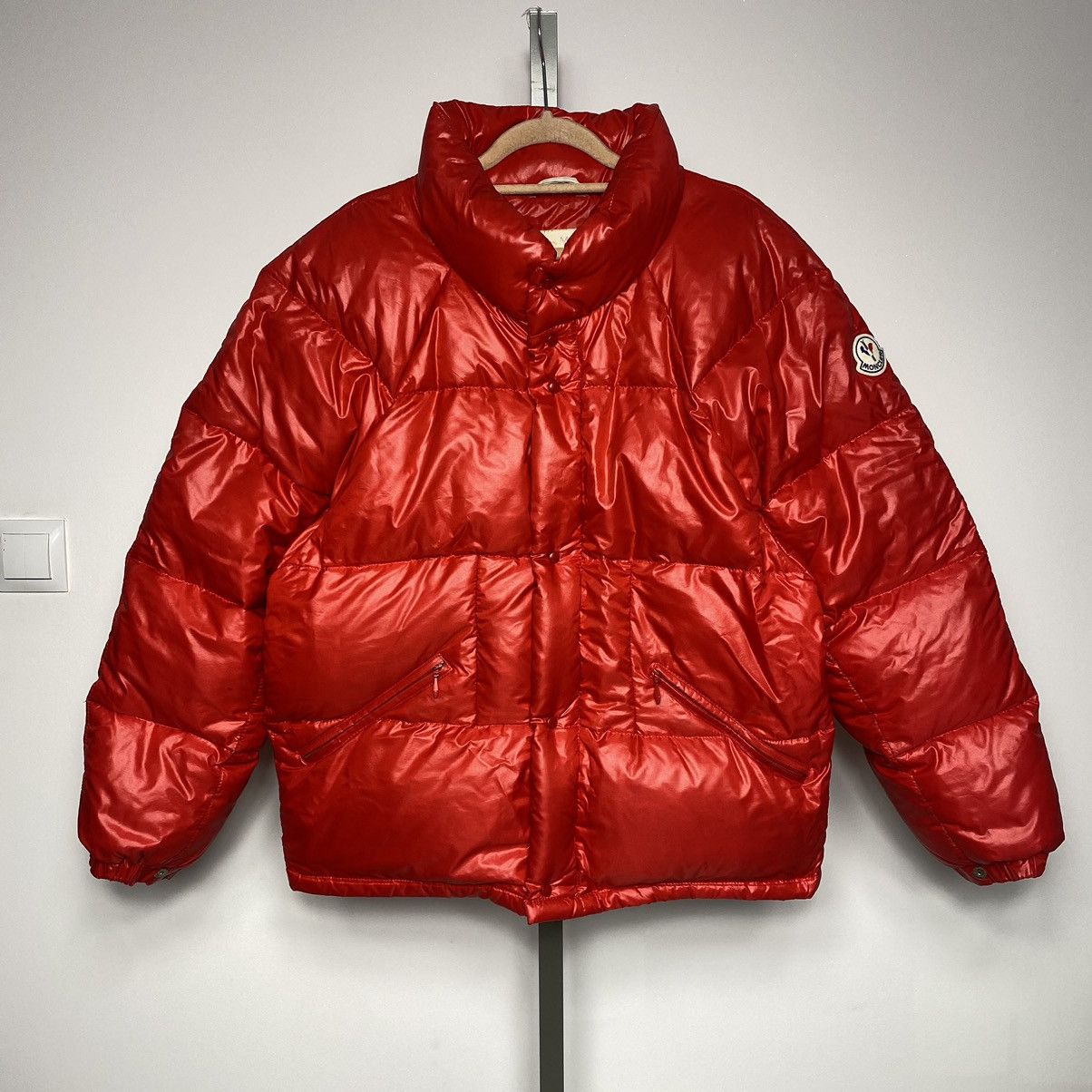 image of Moncler Moner Vintage Puffer Down Jacket in Red, Men's (Size Medium)