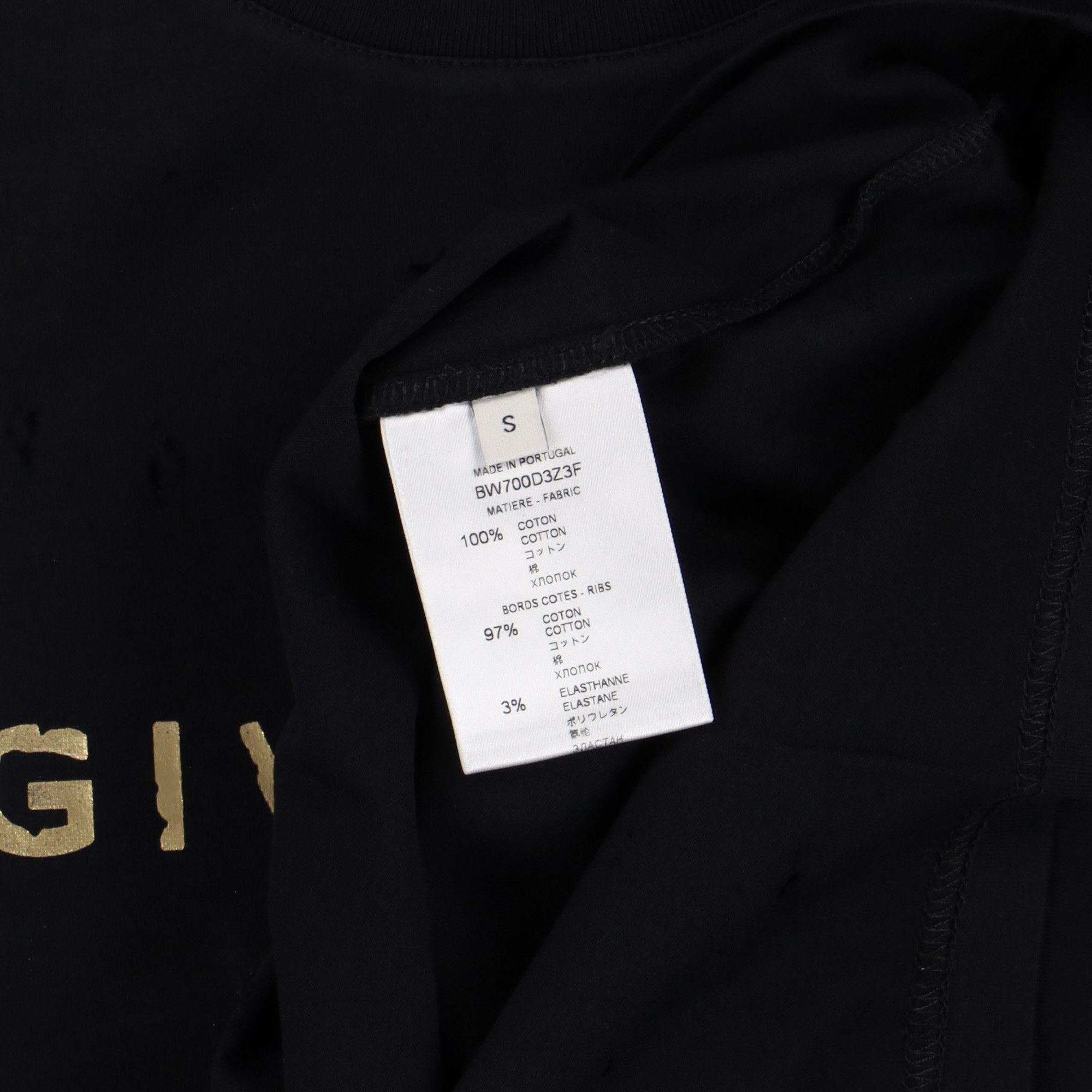 Givenchy Black Distressed Gold Blurred Logo T-Shirt Size S / US 4 / IT 40 - 6 Thumbnail