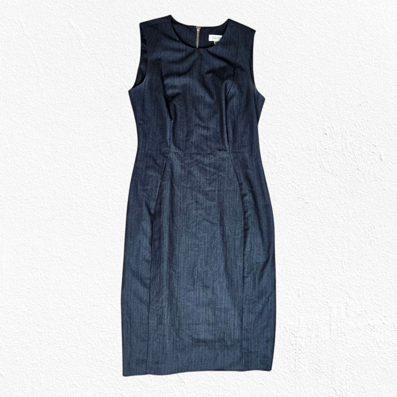 Calvin Klein Calvin Klein Dark Wash Chambray Career Dress Size 4 Size S / US 4 / IT 40 - 2 Thumbnail