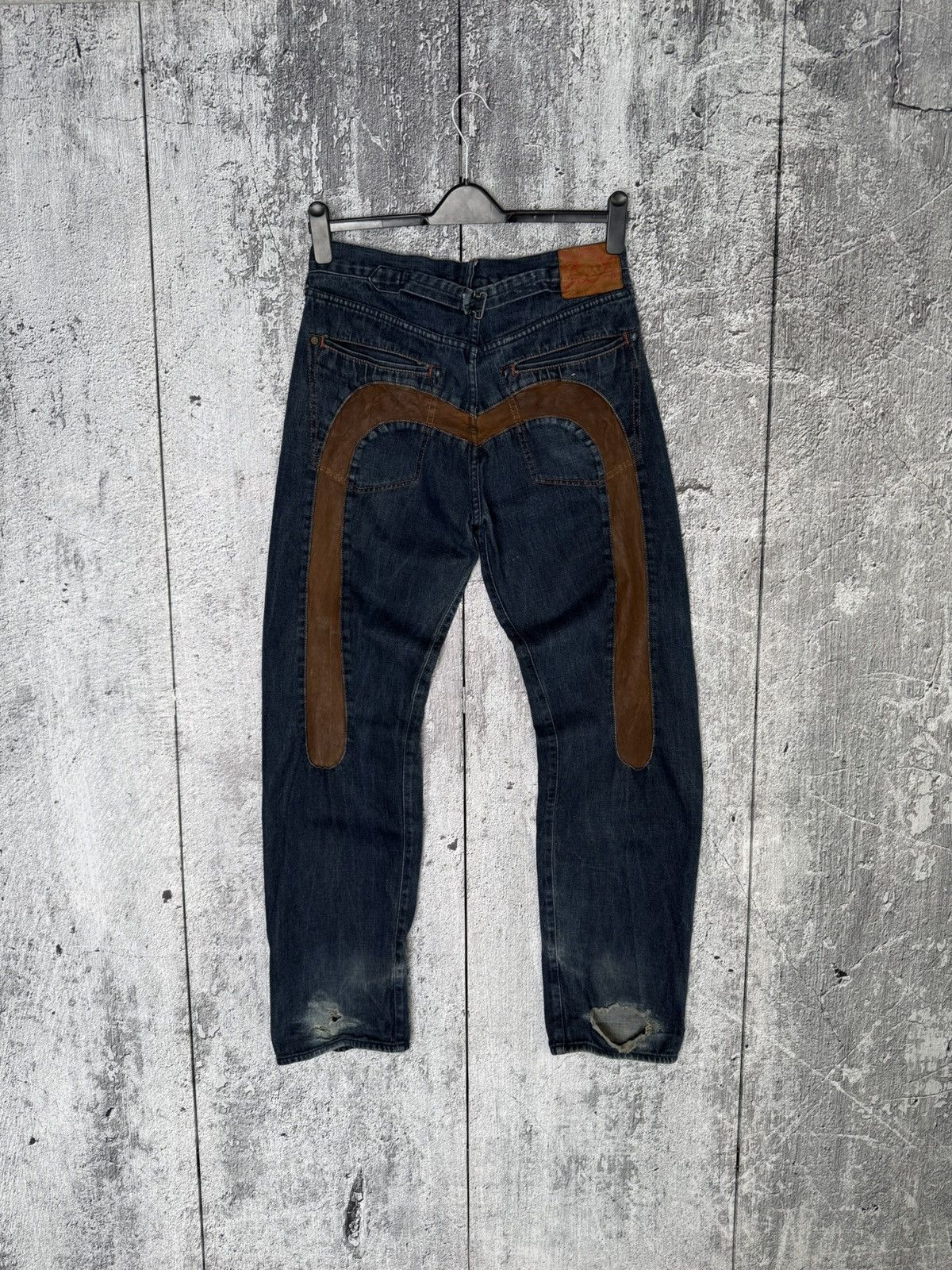 Evisu Vintage Evisu Leather Daicock Cinch Back Logo Denim Pants Size US 32 / EU 48 - 1 Thumbnail