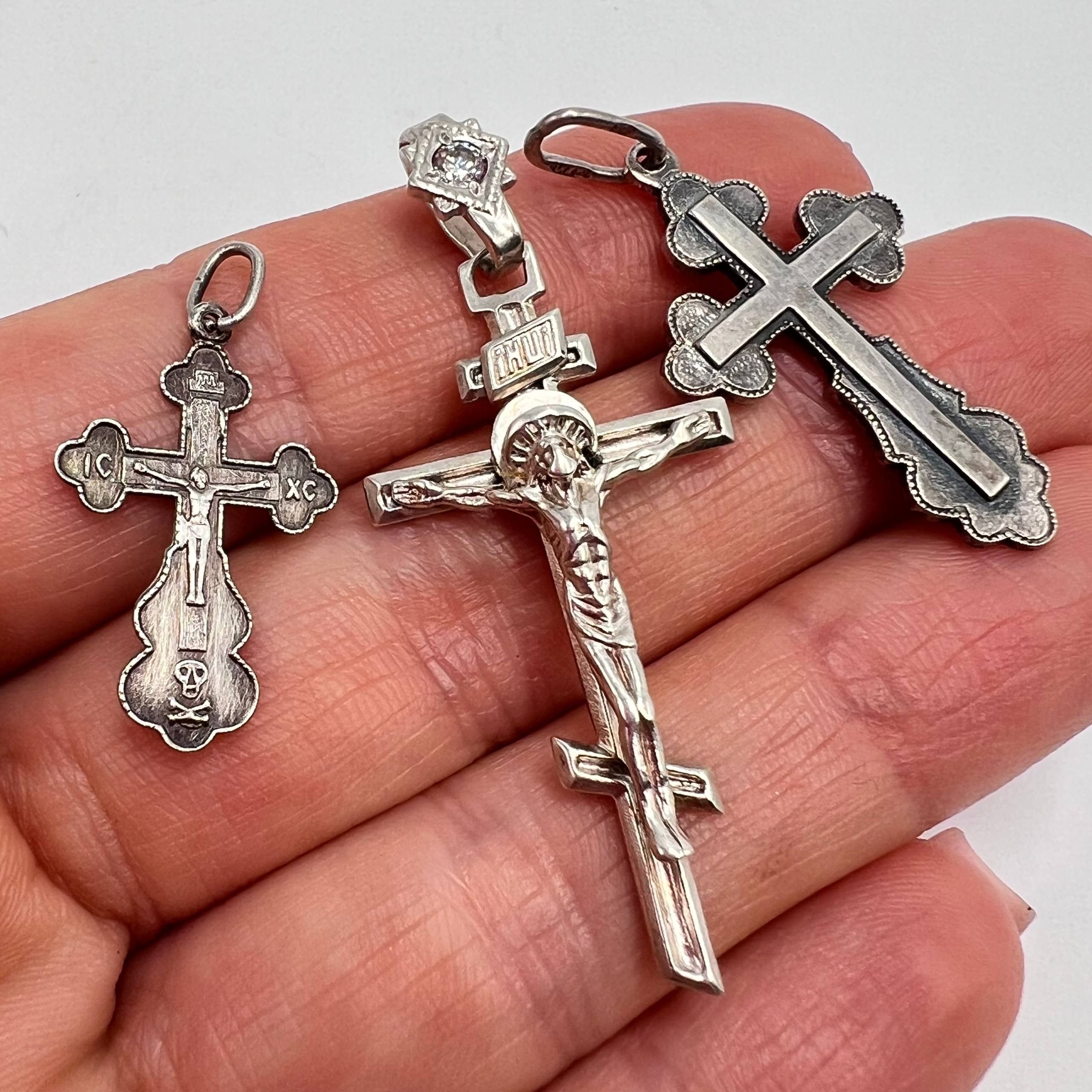 Sterling Silver Lot of 12 Sterling Silver 925 Christian Crosses 35 gr Size ONE SIZE - 9 Thumbnail