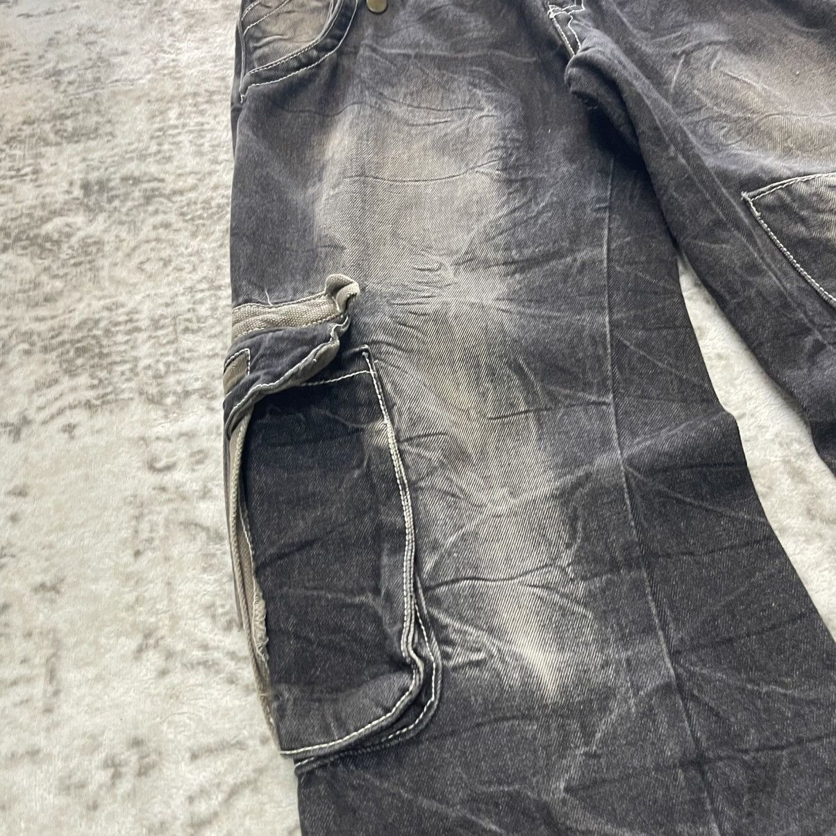 GOSTAR DE FUGA Aston Japan Panel Spiral Cut Fade Wash Cargo Denim Jeans Size US 30 / EU 46 - 6 Thumbnail