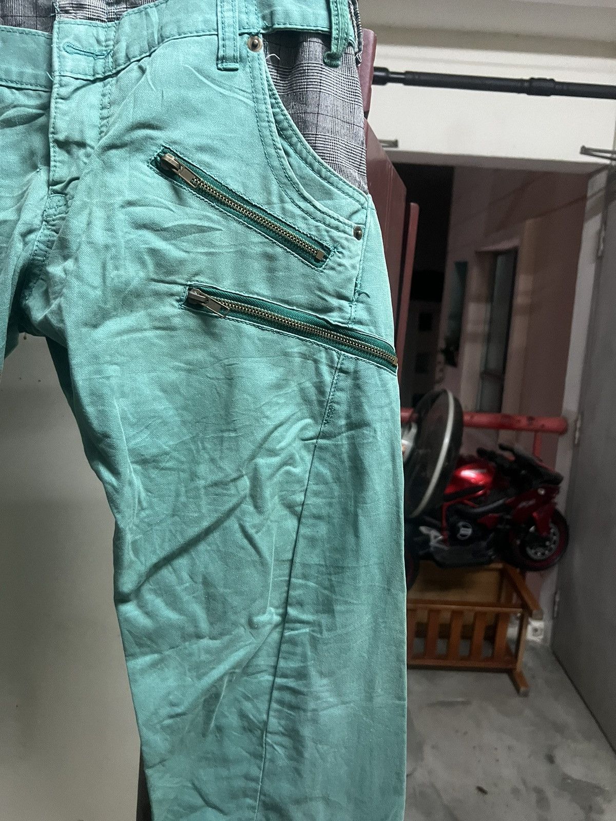 Hysteric Glamour × Japanese Brand SICK🔥DOUBLE WAIST BREATHMINT GREEN FADED COTTON PANT Size US 32 / EU 48 - 7 Thumbnail