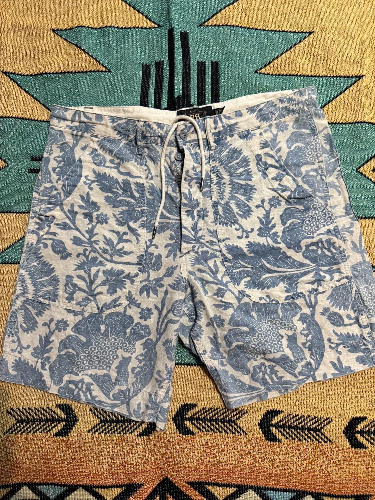 RRL Ralph Lauren RRL Vintage Floral Print Cotton-Linen Shorts Size US 32 / EU 48 - 1 Thumbnail