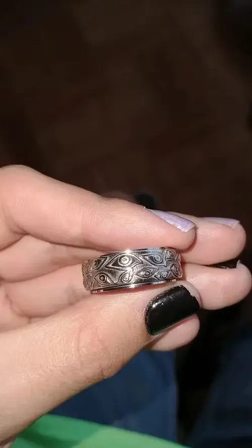 Other Silver Color The Eyes Engraved Ring (Size 7-13) Size ONE SIZE - 4 Thumbnail