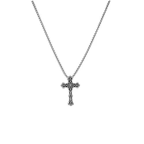 Jewelry Silver Ornate Cross Pendant Necklace, Men's Chain Necklace Size ONE SIZE - 6 Thumbnail