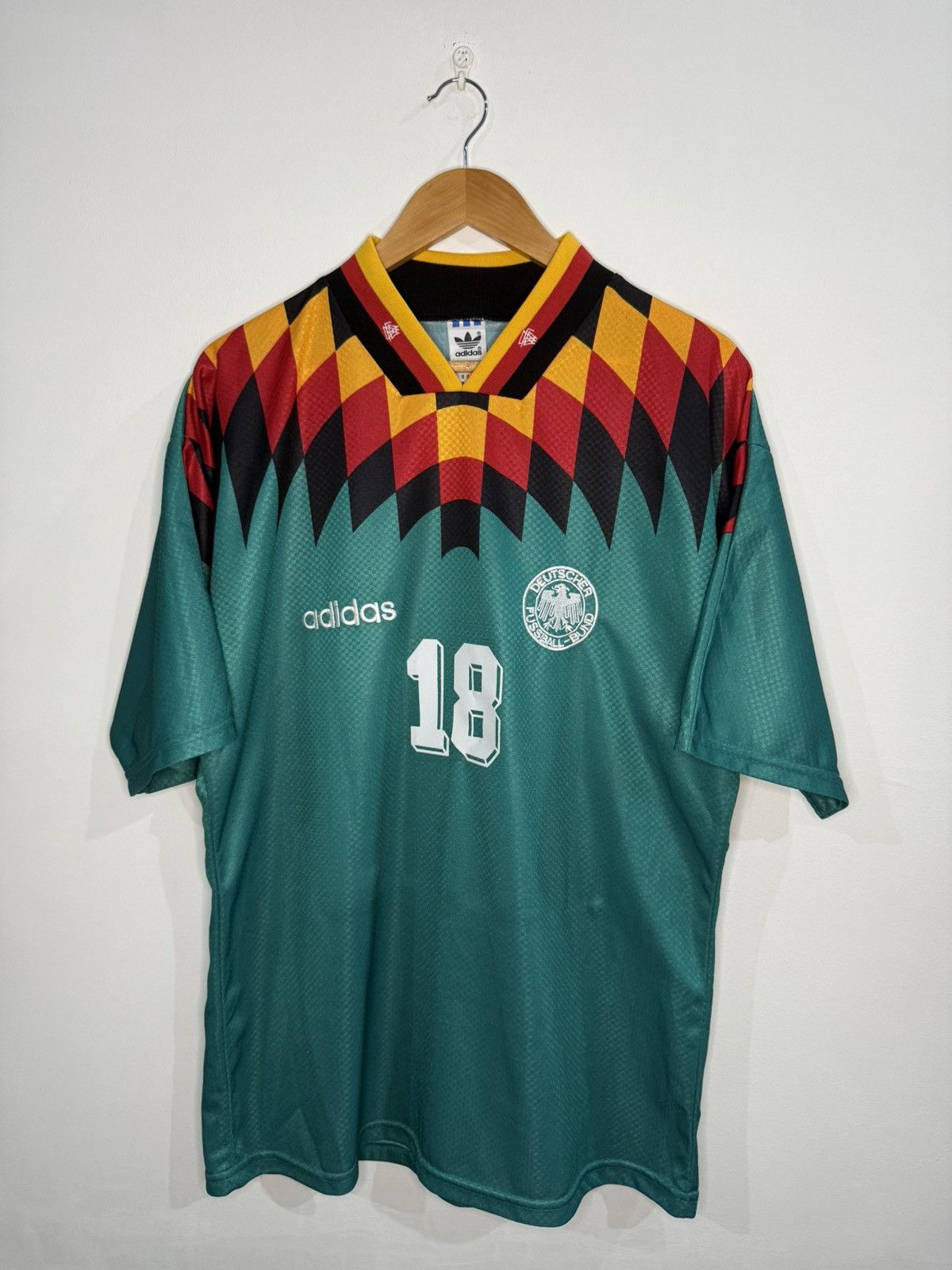 Adidas Germany 1994 Away Jersey “KLINSMANN 18” Size US L / EU 52-54 / 3 - 1 Thumbnail