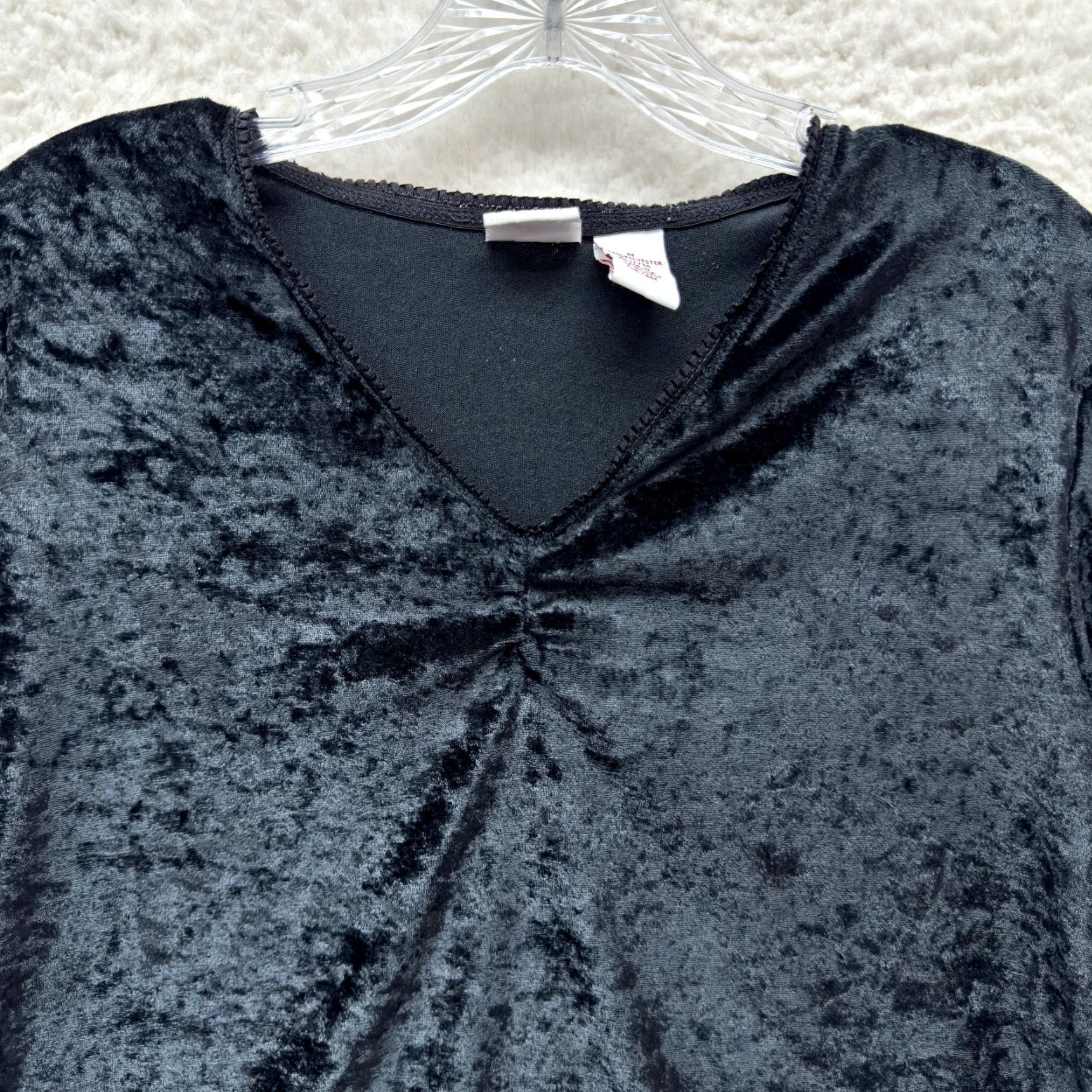 Velvet VINTAGE Gilligan O'Malley Top Shirt Black Crushed Velvet Goth Edwardian L Size L / US 10 / IT 46 - 3 Thumbnail