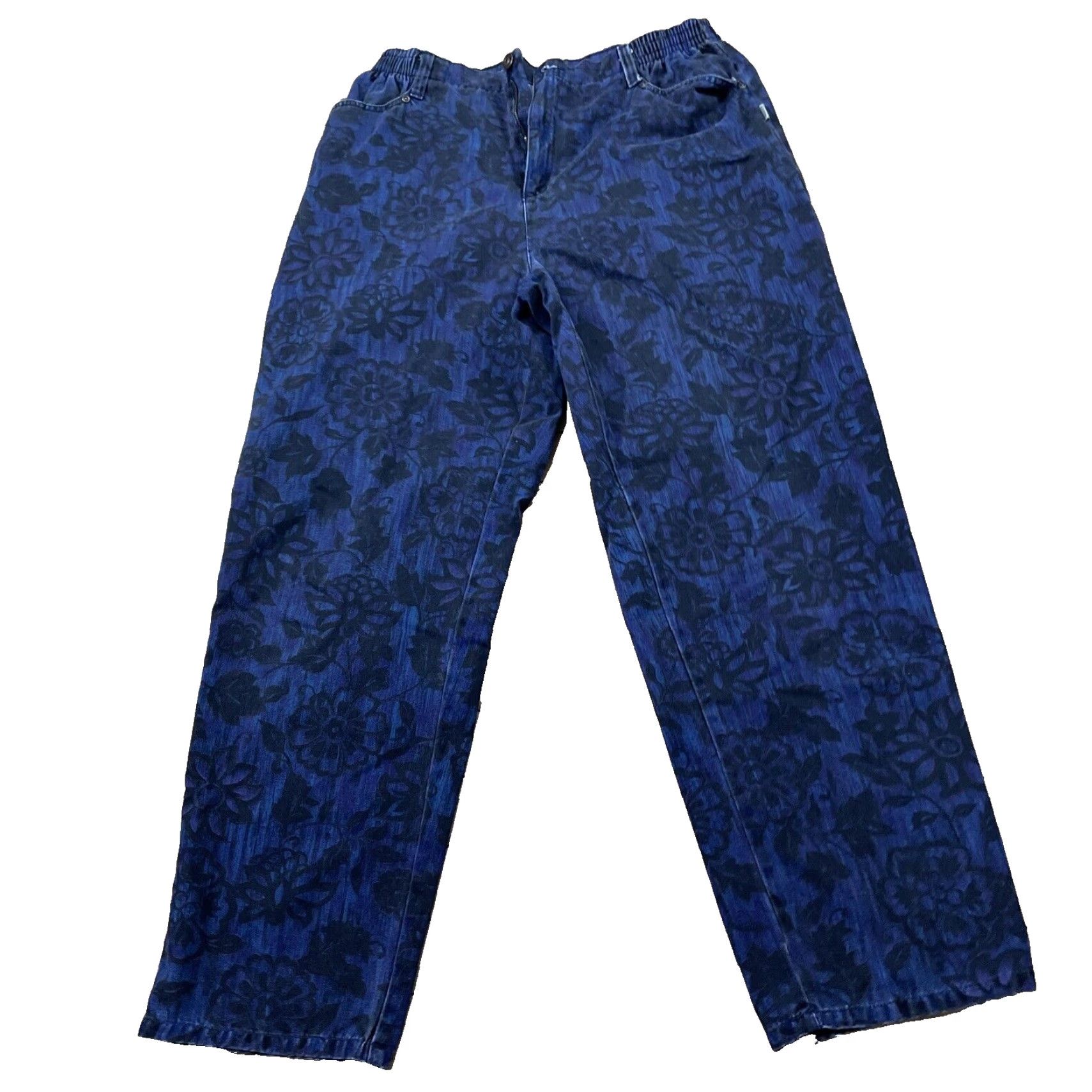 Vintage VINTAGE BLASS SPORT Pants Women 16 High Waist Floral Paisley Blue 90s Vintage Straight 32x30 Women's Pants Size 38" / US 16 / IT 52 - 2 Thumbnail