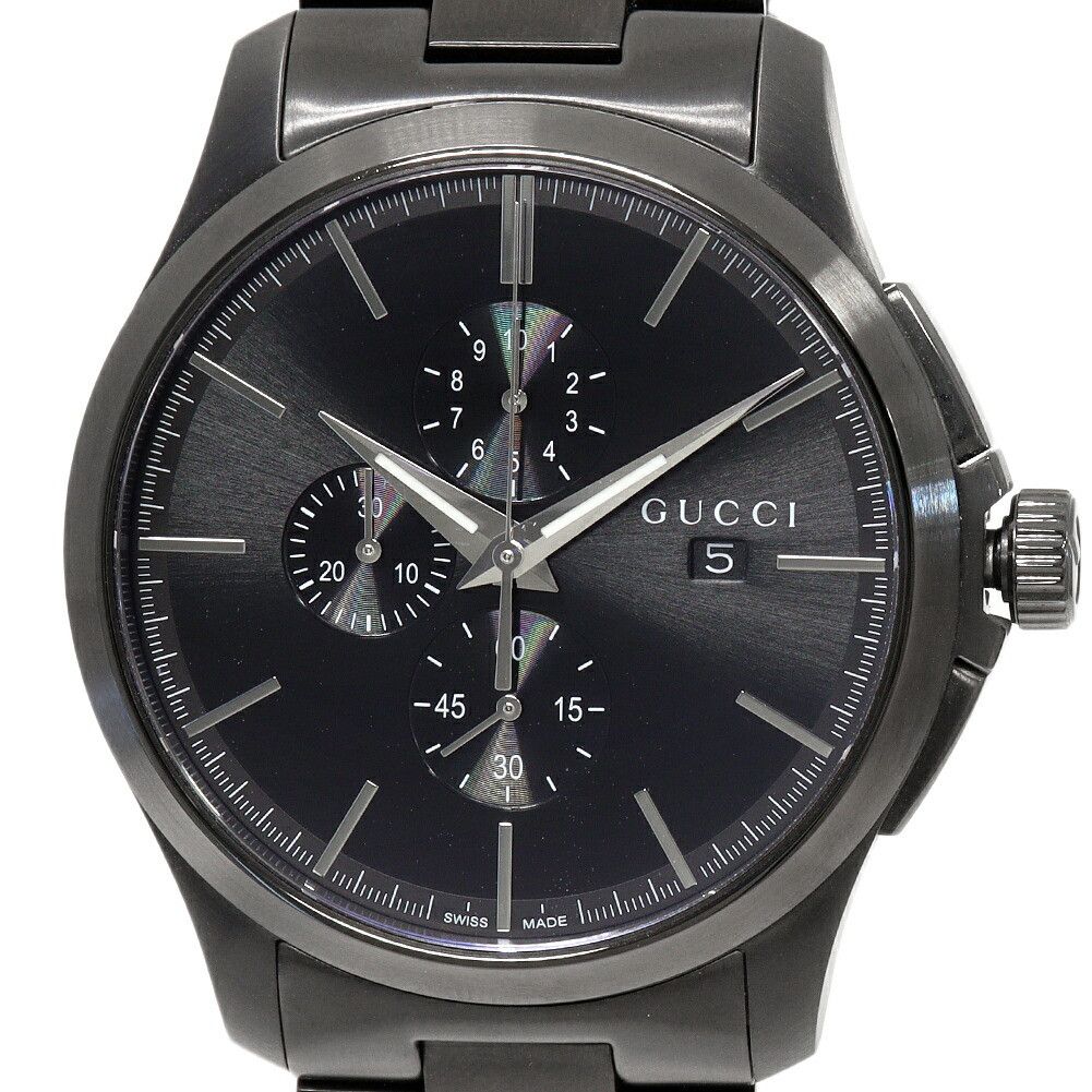 Gucci Gucci Gucci Black Dial G-Timeless Chronograph YA126274 Metal Quartz 126.2 YA126274 DUTY FREE for USA Size ONE SIZE - 1 Thumbnail