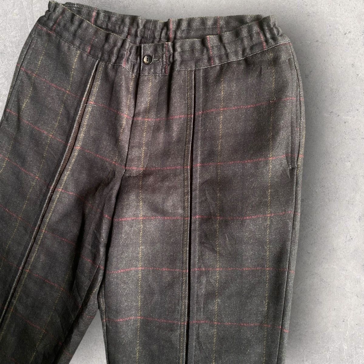 Comme des Garcons AW18 Deux Front Cut And Sew Plaid Drawstring Taped Pants Size US 32 / EU 48 - 1 Thumbnail