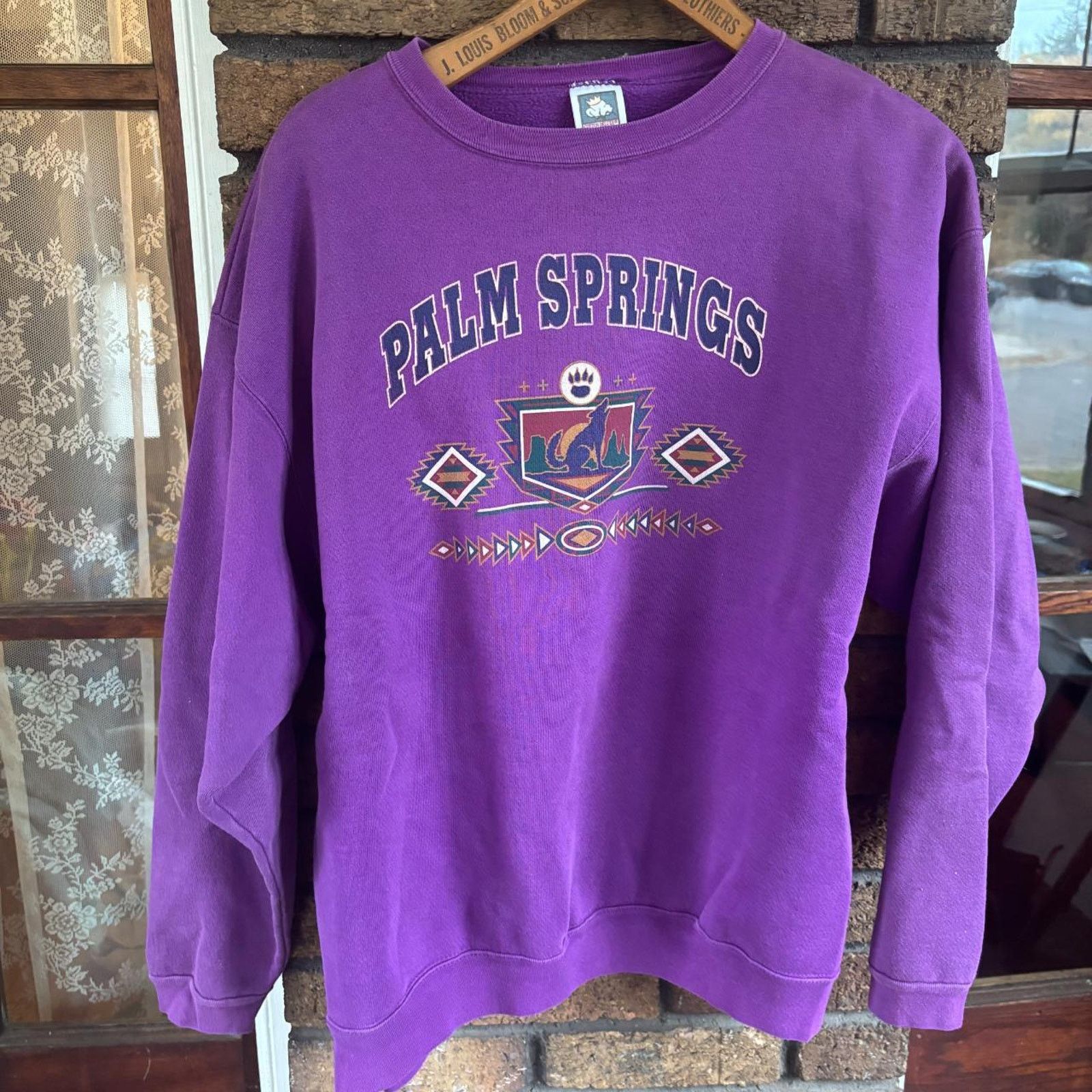 Vintage 1990s thick cotton vintage palm springs purple cotton sweat Size US XL / EU 56 / 4 - 2 Thumbnail