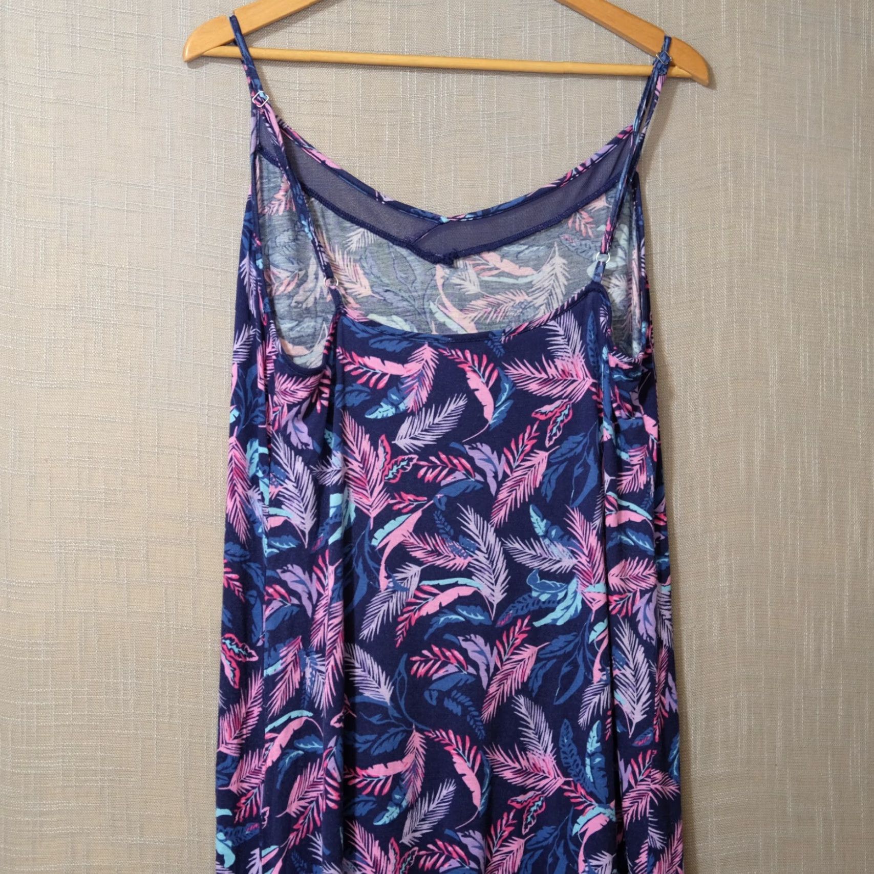 Jockey EUC Jockey Leaves Print Sleeveless Nightgown Chemise L Navy Women Gown Size ONE SIZE - 5 Thumbnail