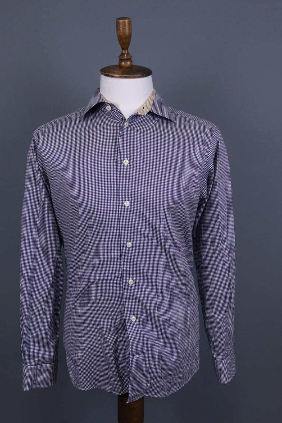 Eton Eton Slim Fit Blue Check Long Sleeve Shirt Size 40 / 15 Size US M / EU 48-50 / 2 - 1 Thumbnail