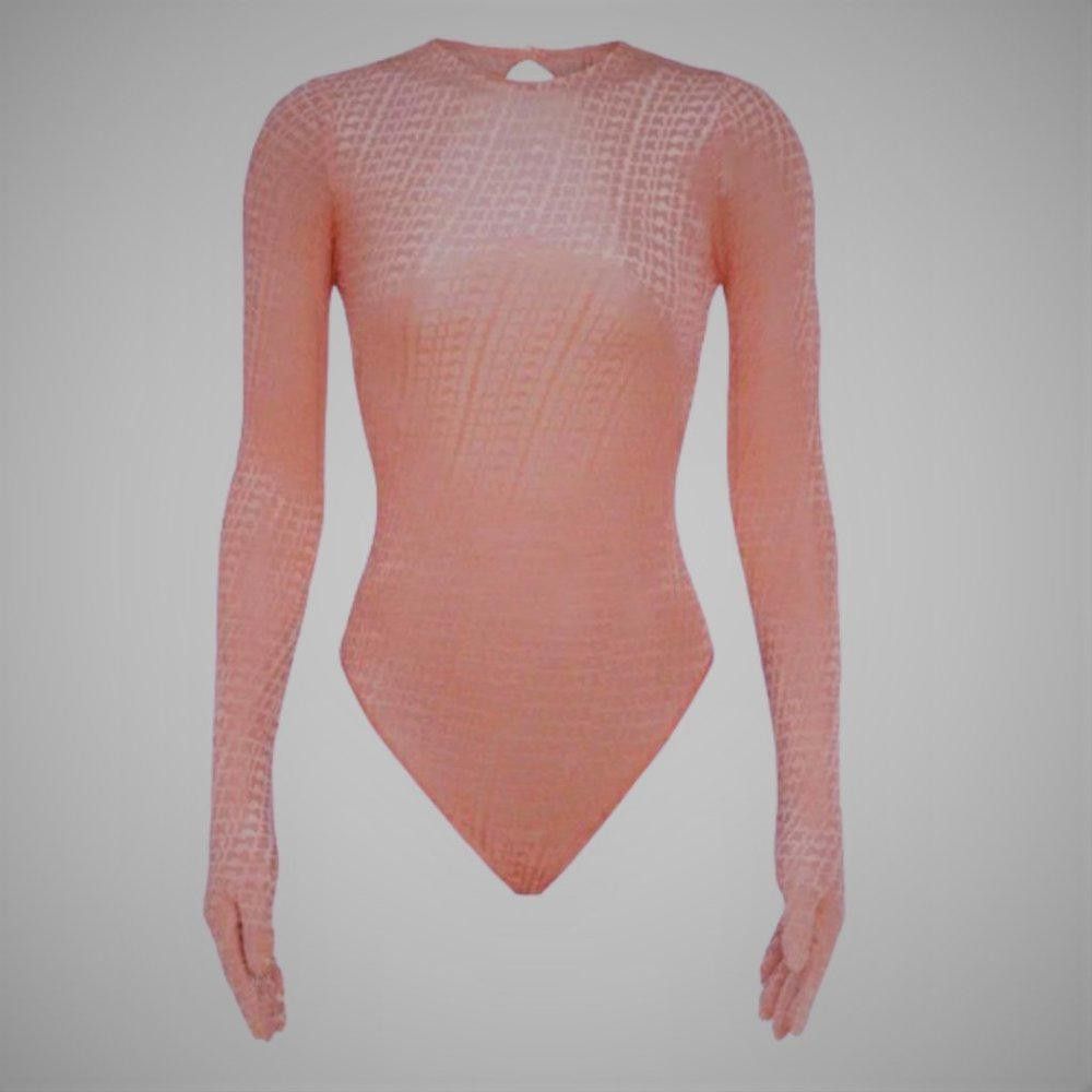 Designer CT605 Skims NWT Velvet Gloved Peach Logo Bodysuit S Size S / US 4 / IT 40 - 1 Thumbnail
