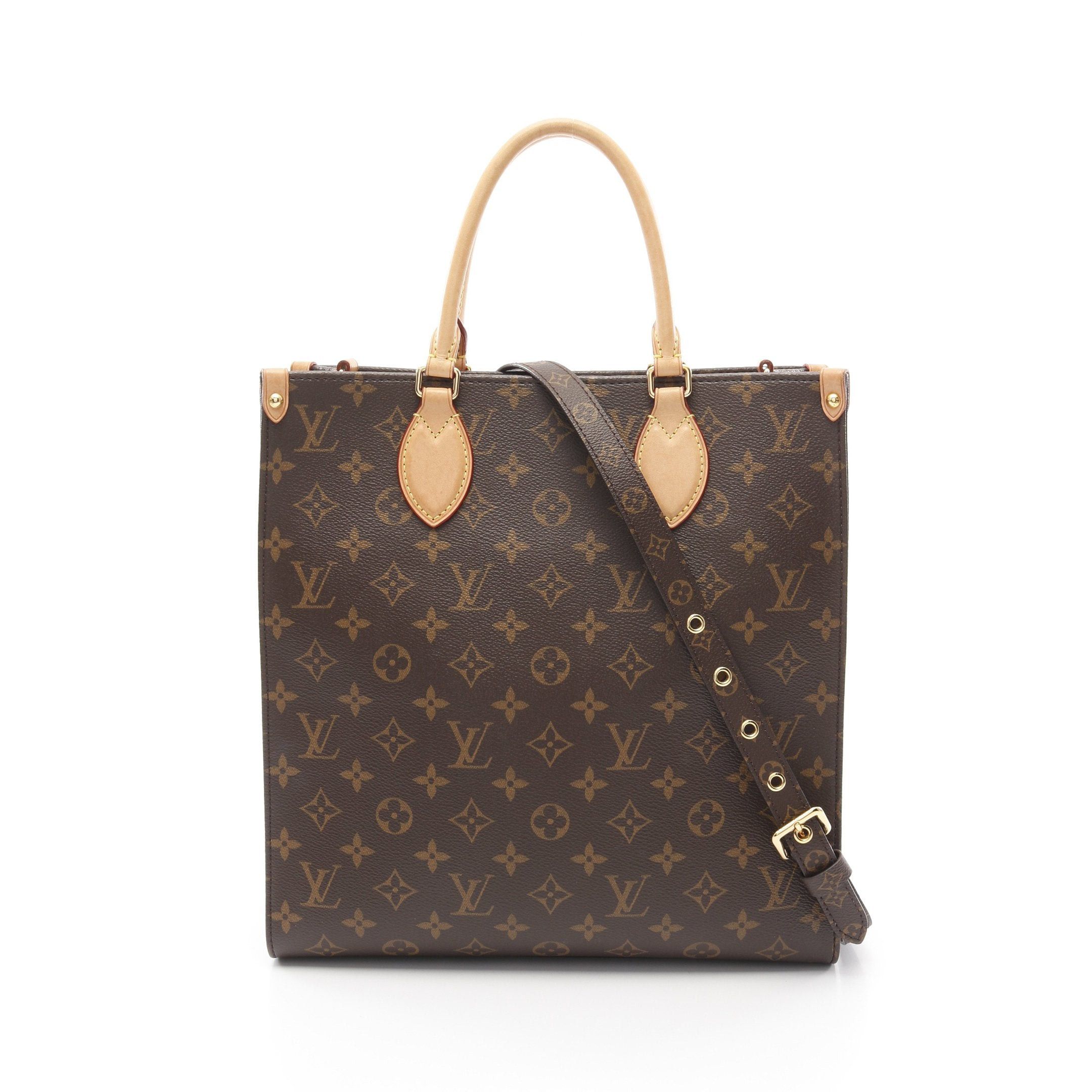 Louis Vuitton Sac Plat Pm Monogram Handbag Tote Bag Leather Brown, Women's