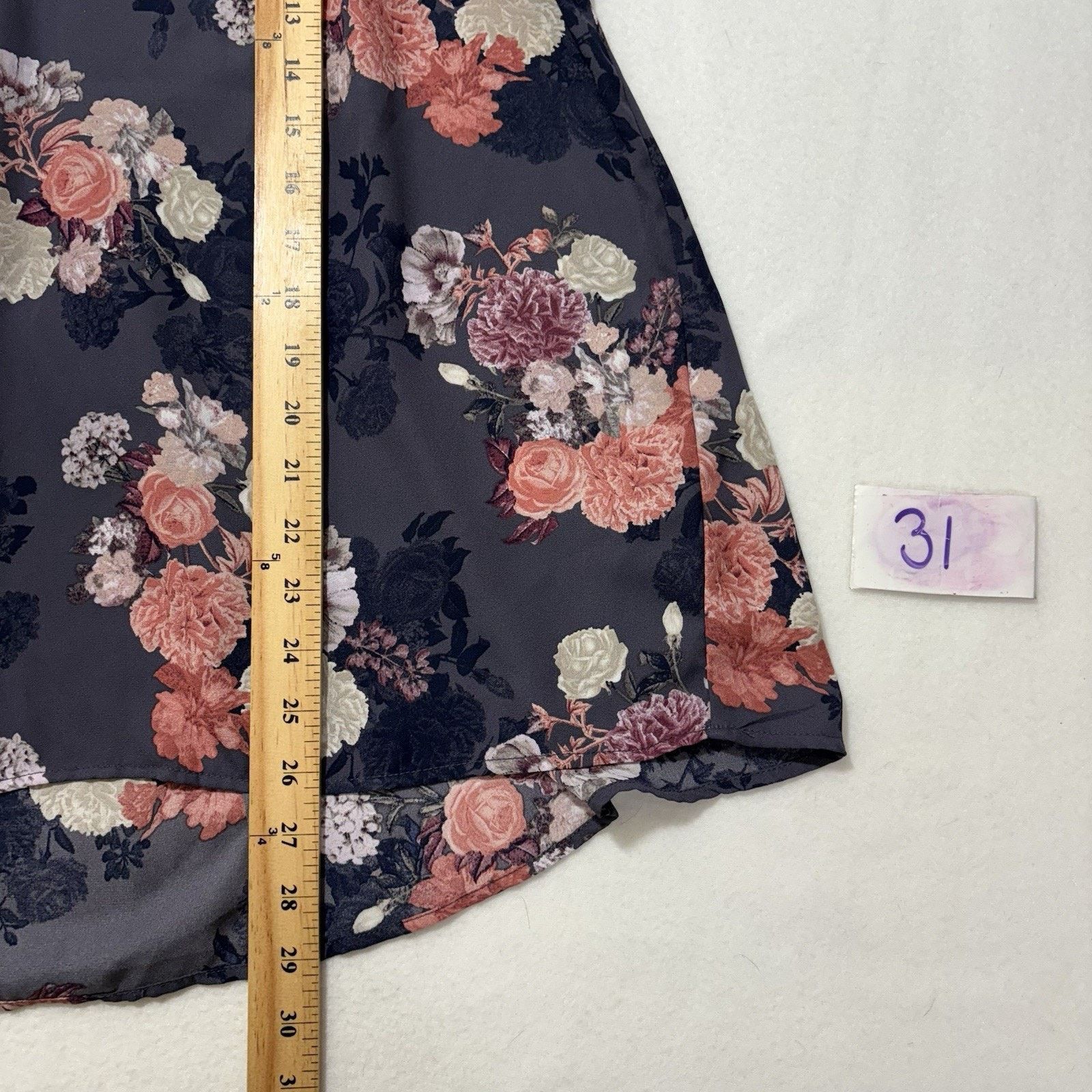 Other Torrid 0 Large Short Sleeve Blouse Purple Pink Floral Top Size L / US 10 / IT 46 - 9 Thumbnail