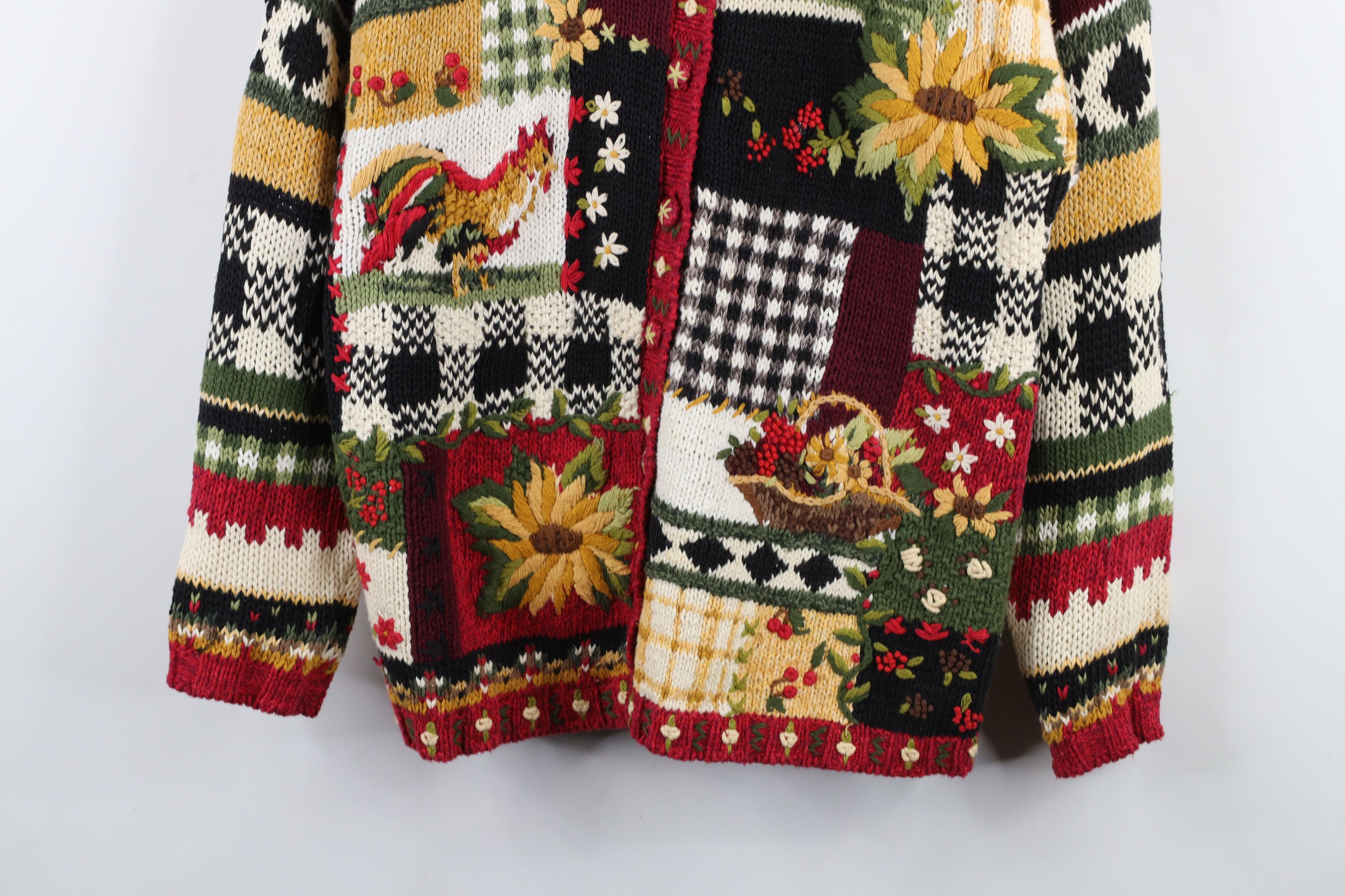 Vintage Vintage Y2K 2000 Country Flower Chicken Cardigan Sweater Size M / US 6-8 / IT 42-44 - 3 Thumbnail