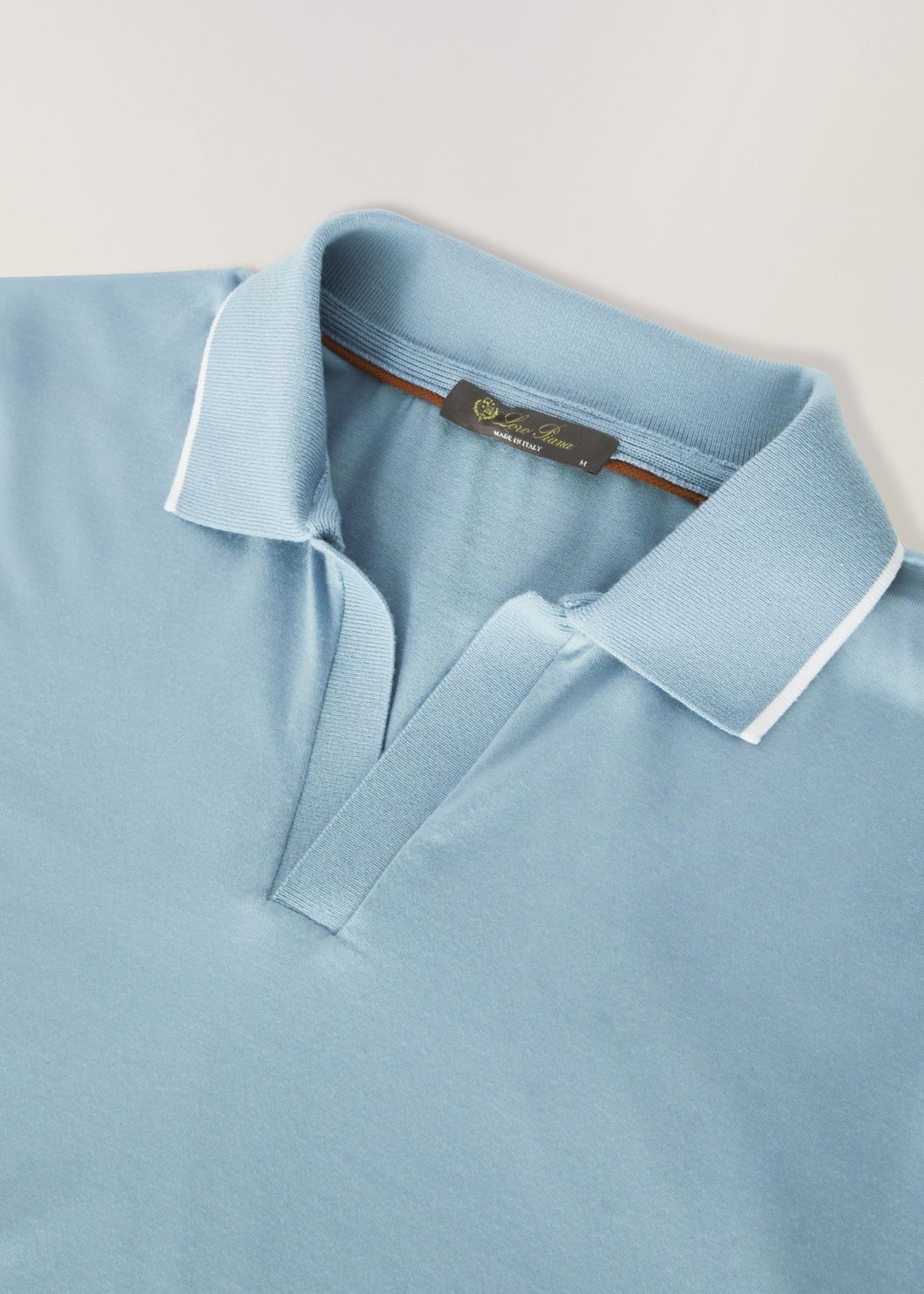 Loro Piana o1w1db10125 FAN4593 Buttonless Polo Shirt in Light Blue Size US M / EU 48-50 / 2 - 7 Thumbnail